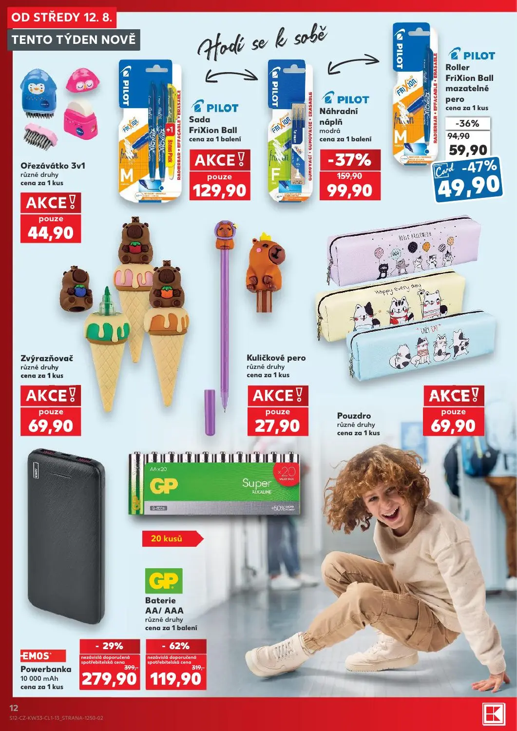 Kaufland leták, strana 12 z 18 — Náhradní náplň modrá, Roller FriXion Ball mazatelné pero
