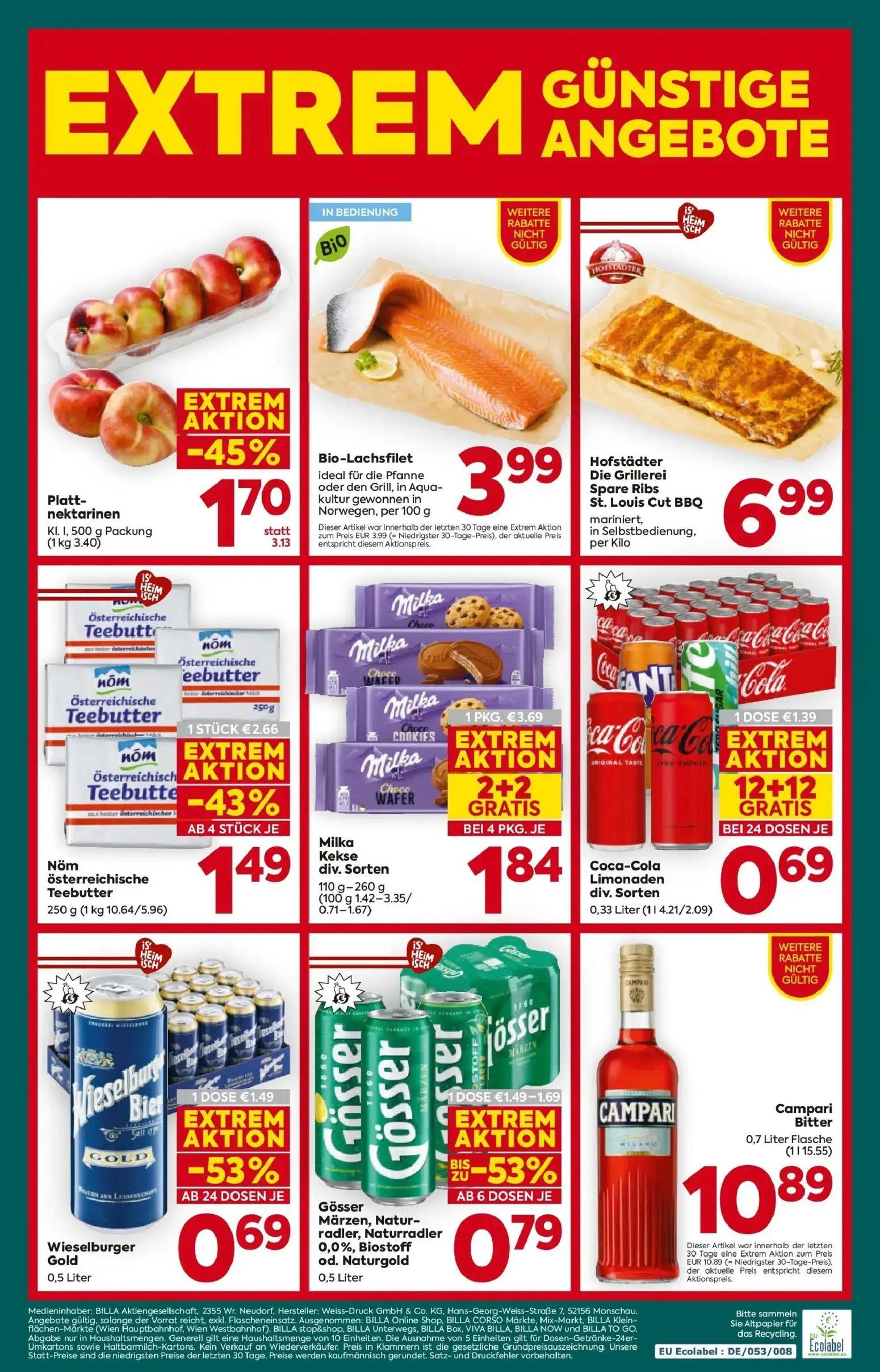 Billa Plus Prospekt, Seite 16 von 16 — Milka Kekse, Plattnektarinen, Nöm österreichische Teebutter