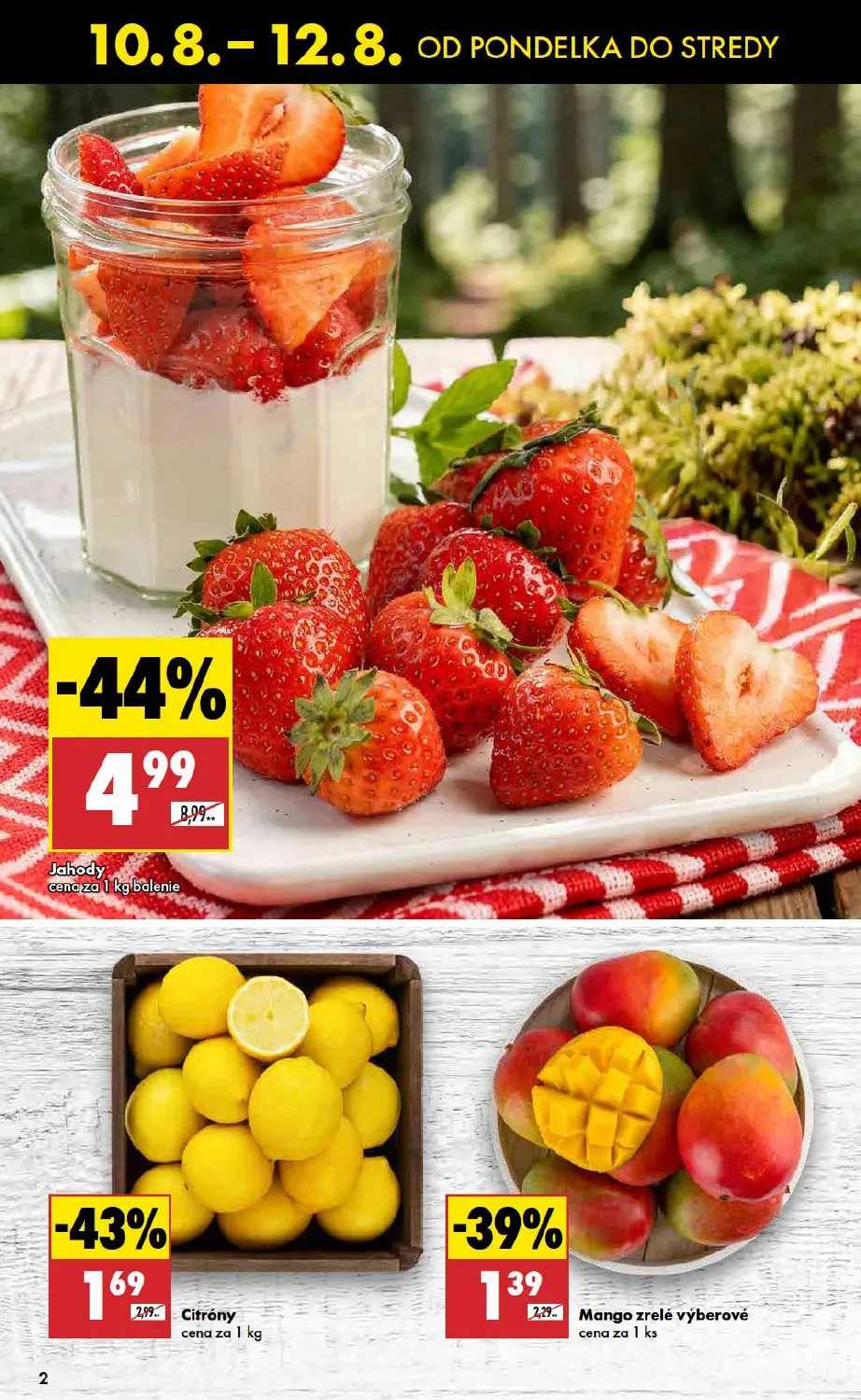 Biedronka leták, strana 2 z 11 — Jahody, Citróny, Mango zrelé výberové
