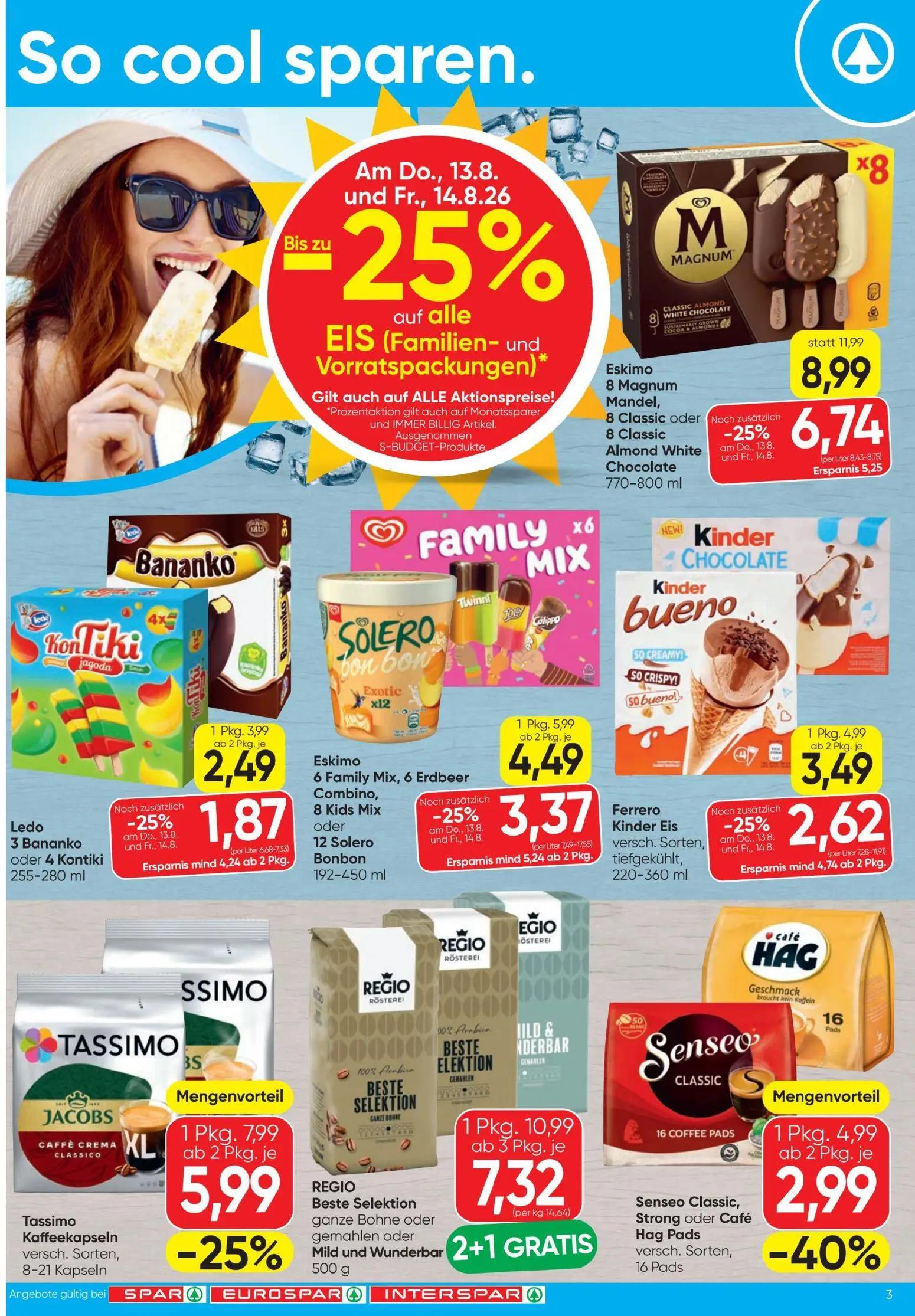 Spar Prospekt, Seite 3 von 20 — Eskimo 8 Magnum Mandel, 8 Classic oder 8 Classic Almond White Chocolate, REGIO Beste Selekti…