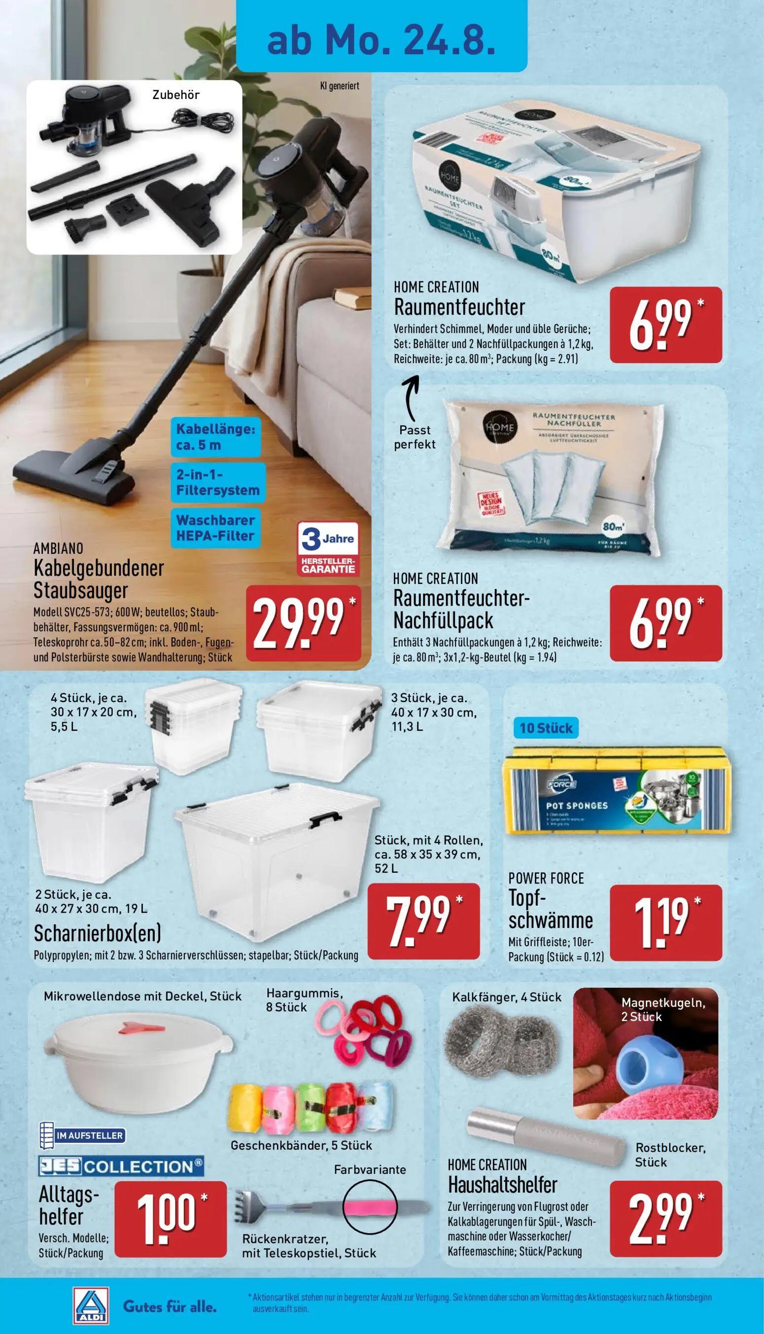 Aldi Nord Prospekt, Seite 3 von 14 — Kabelgebundener Staubsauger, Topfschwämme