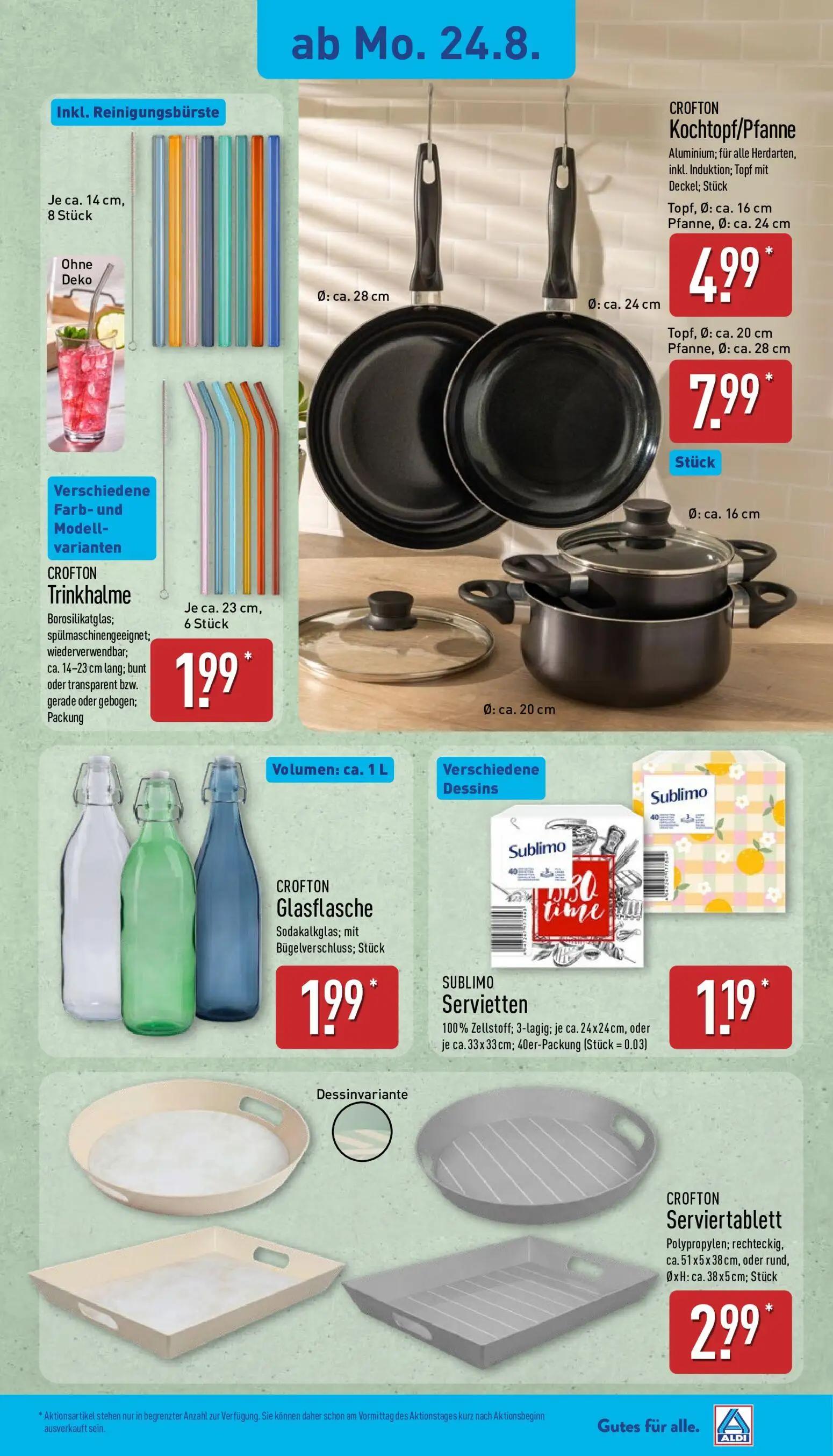 Aldi Nord Prospekt, Seite 4 von 14 — CROFTON Trinkhalme, CROFTON Kochtopf/Pfanne, CROFTON Kochtopf/Pfanne