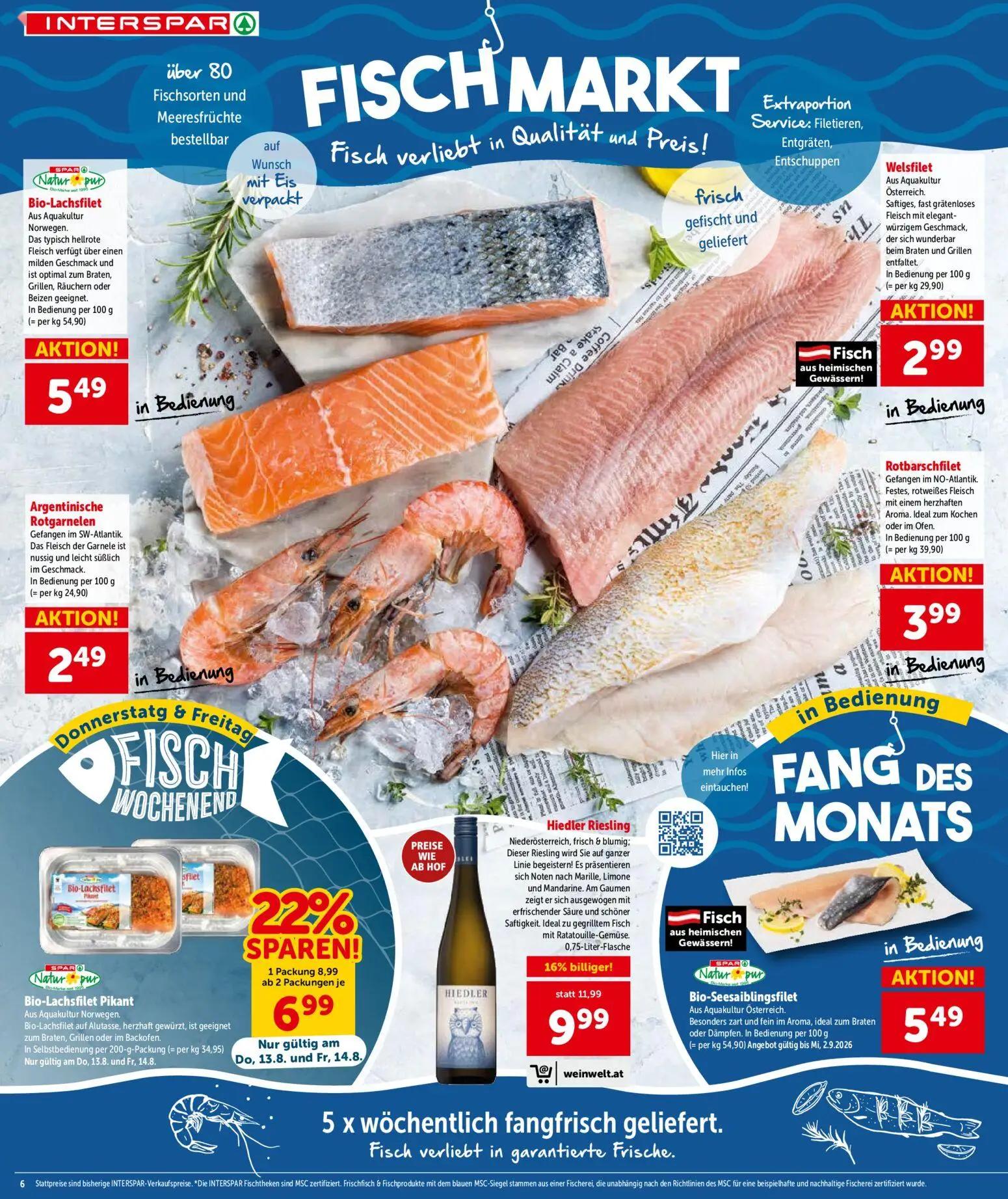 Interspar Prospekt, Seite 6 von 20 — Bio-Lachsfilet Pikant, Bio-Lachsfilet, Welsfilet