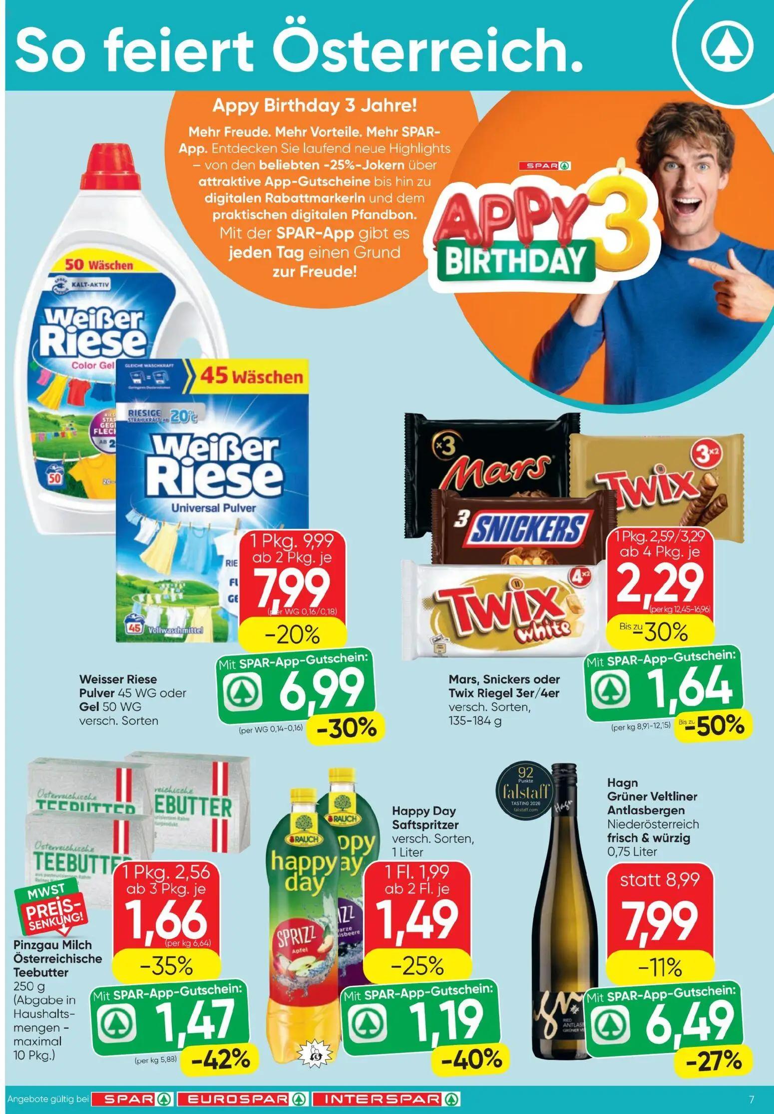 Spar Prospekt, Seite 7 von 20 — Weisser Riese Pulver 45 WG oder Gel 50 WG