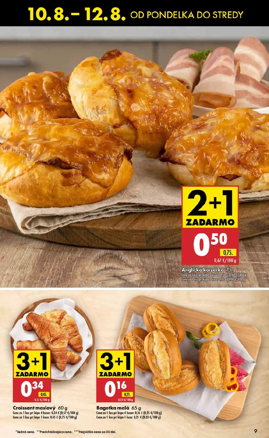Biedronka leták, strana 9 z 11 — Anglická kaizerka, Croissant maslový, Bagetka malá