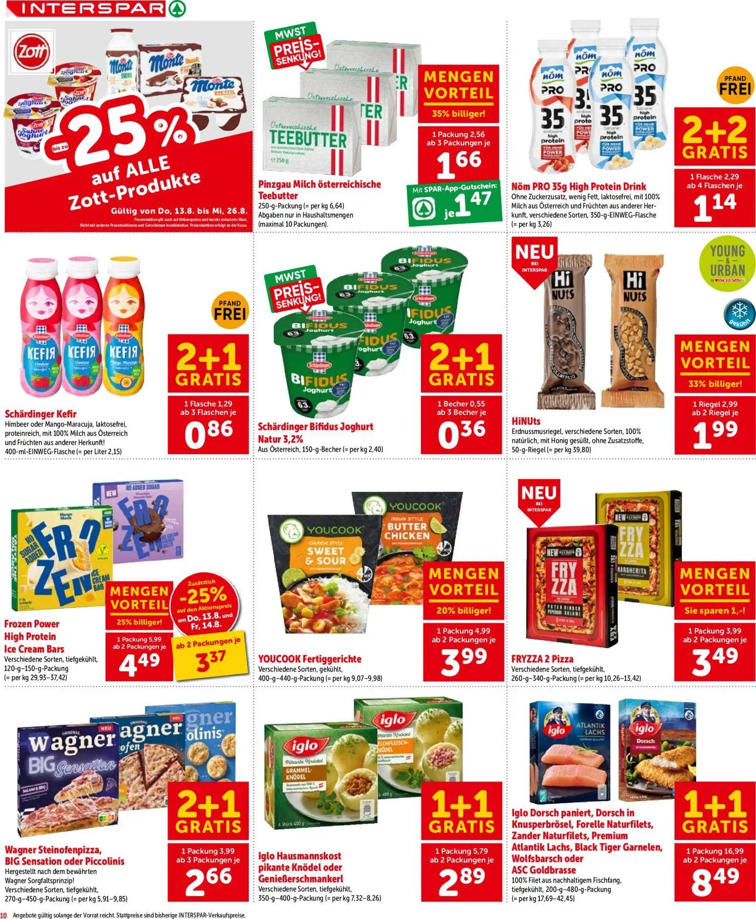 Interspar Prospekt, Seite 10 von 20 — Iglo Dorsch paniert, Dorsch in Knusperbrösel, Forelle Naturfilets, Zander Naturfilets,…