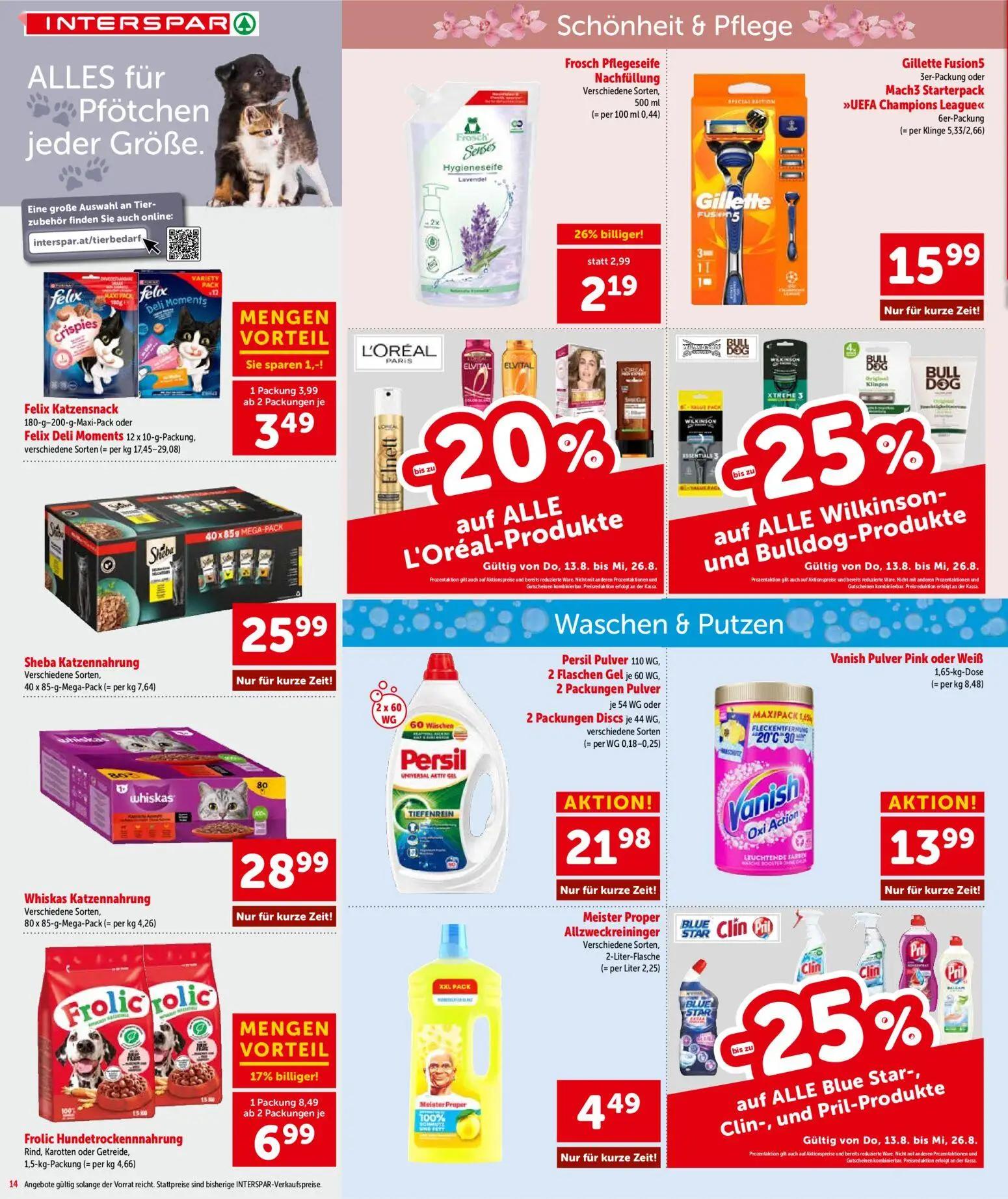 Interspar Prospekt, Seite 14 von 20 — Persil Pulver, Vanish Pulver Pink oder Weiß