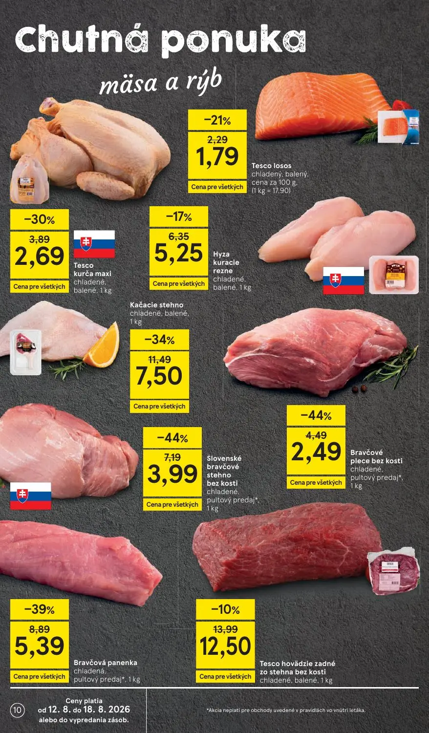 Tesco leták, strana 10 z 54 — Bravčová panenka, Slovenské bravčové stehno bez kosti, Bravčové plece bez kosti