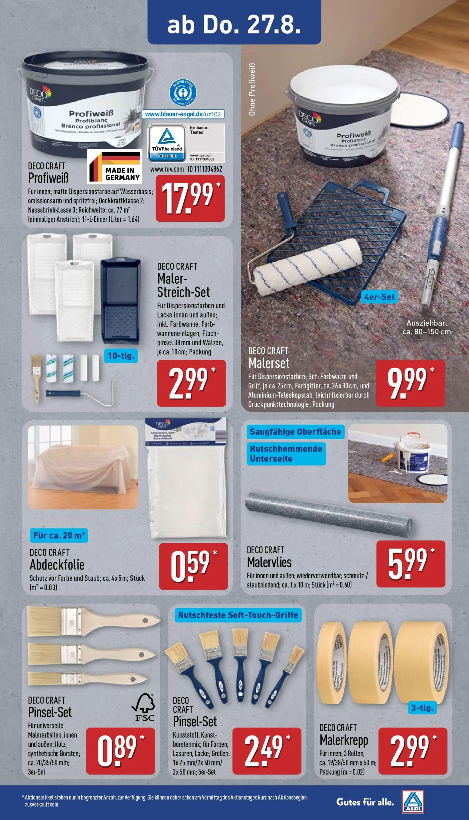 Aldi Nord Prospekt, Seite 12 von 14 — DECO CRAFT Profiweiß, DECO CRAFT Maler-Streich-Set, DECO CRAFT Malerset
