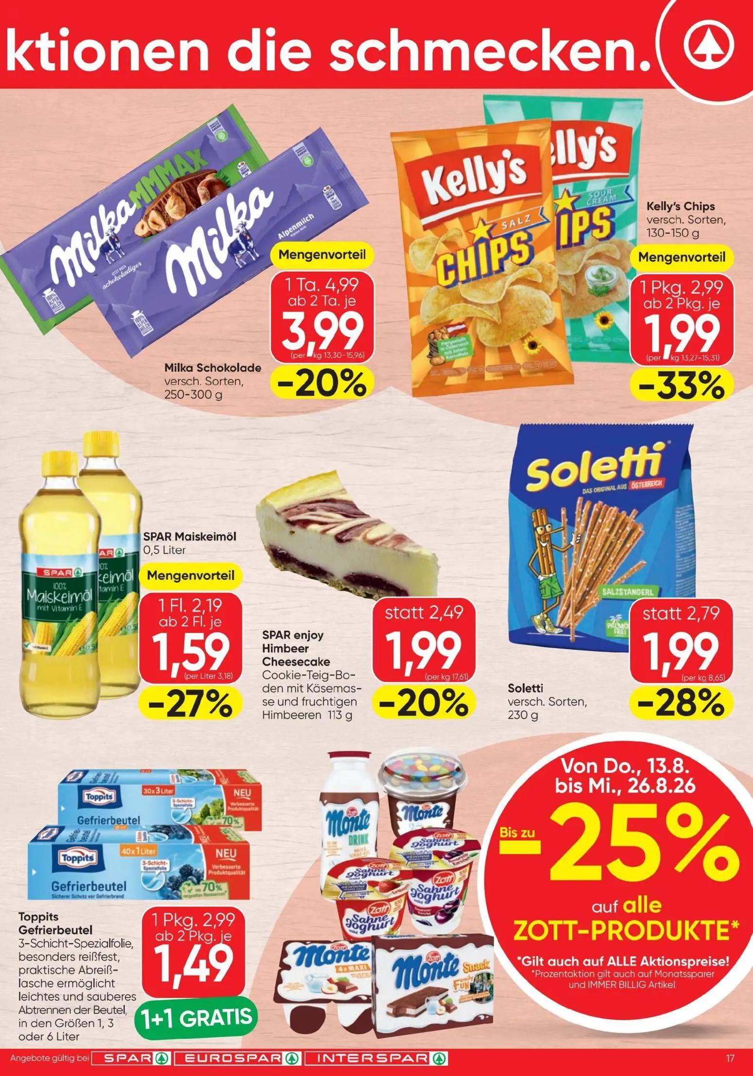 Spar Prospekt, Seite 17 von 20 — Kelly's Chips, Soletti