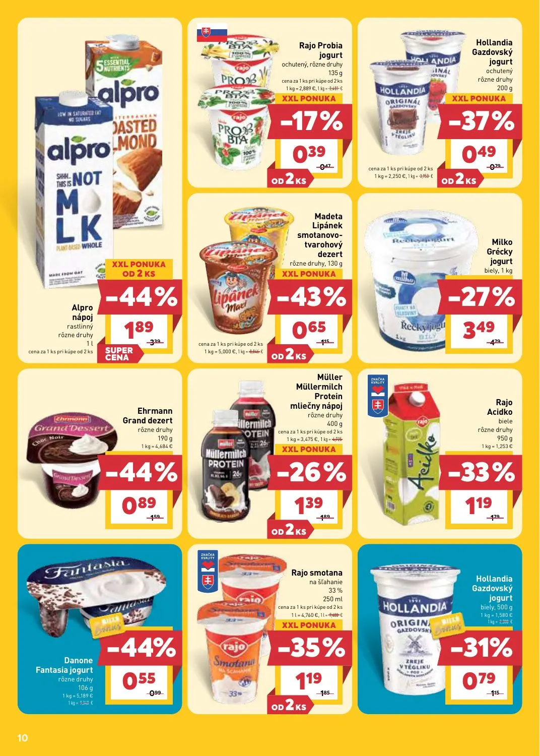 Billa leták, strana 10 z 33 — Alpro nápoj rastlinný, Milko Grécky jogurt biely, Ehrmann Grand dezert