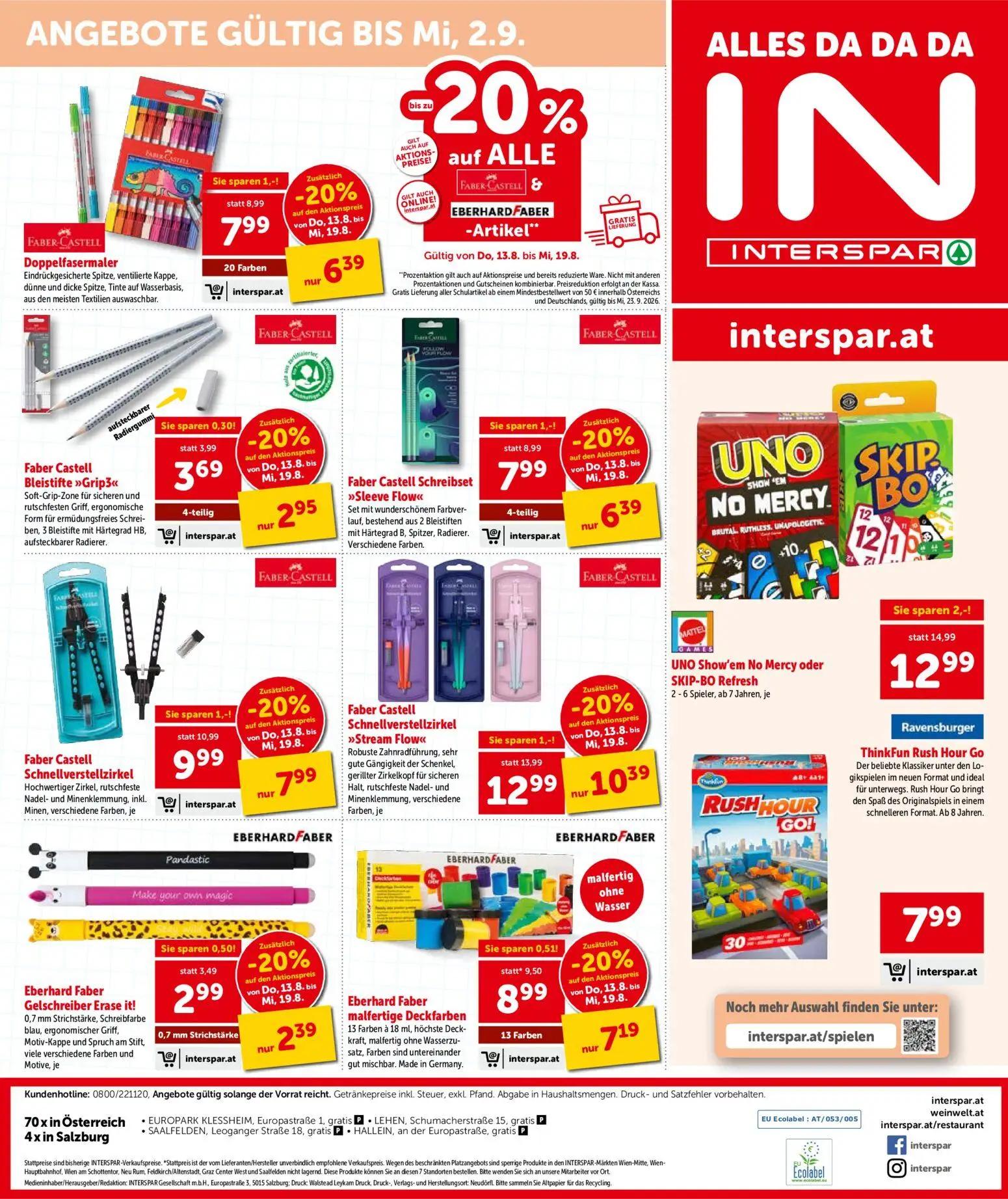 Interspar Prospekt, Seite 20 von 20 — Schnellverstellzirkel »Stream Flow«, Schnellverstellzirkel, Doppelfasermaler