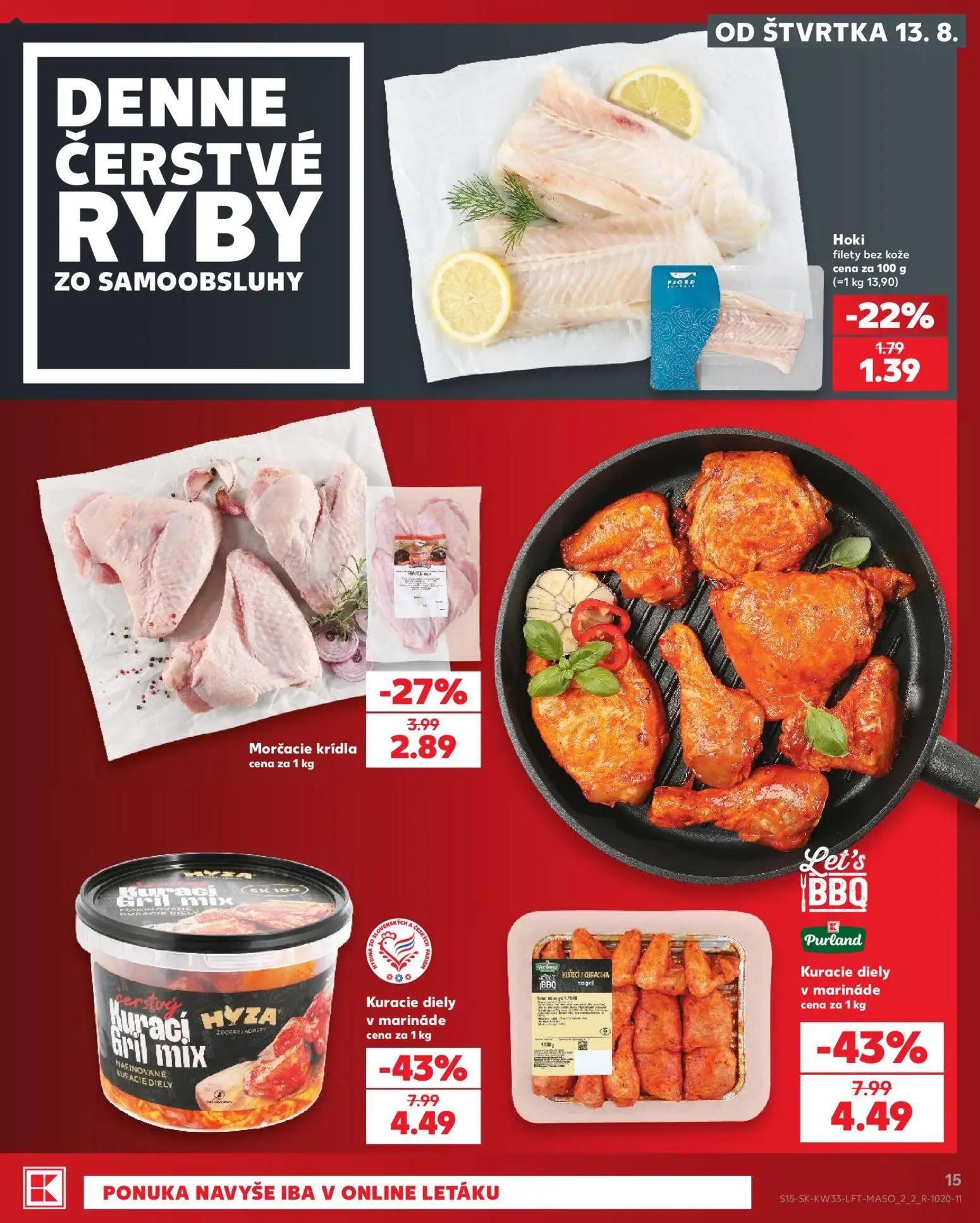 Kaufland leták, strana 15 z 80 — Kuracie diely v marináde, Kuracie diely v marináde, Morčacie krídla