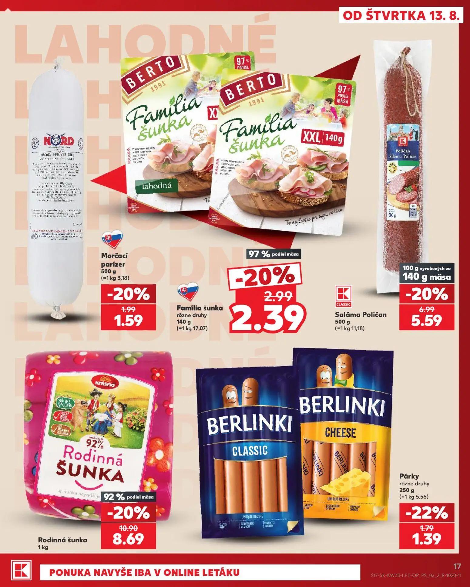 Kaufland leták, strana 17 z 80 — Rodinná šunka, Saláma Poličan, Familia šunka