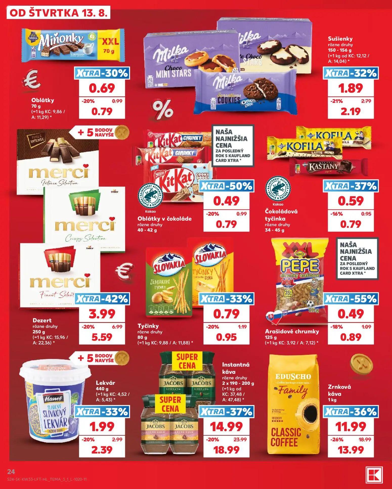 Kaufland leták, strana 24 z 80 — Instantná káva, Zrnková káva, Dezert
