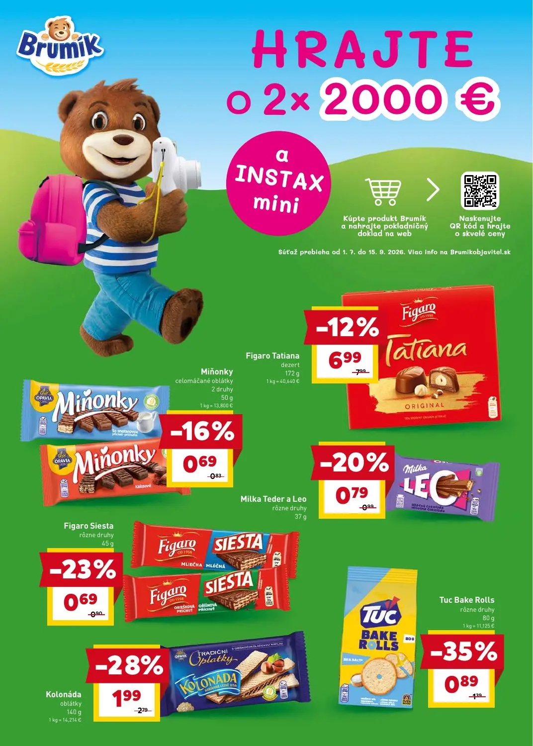 Billa leták, strana 31 z 33 — Figaro Tatiana dezert, Kolonáda oblátky, Tuc Bake Rolls