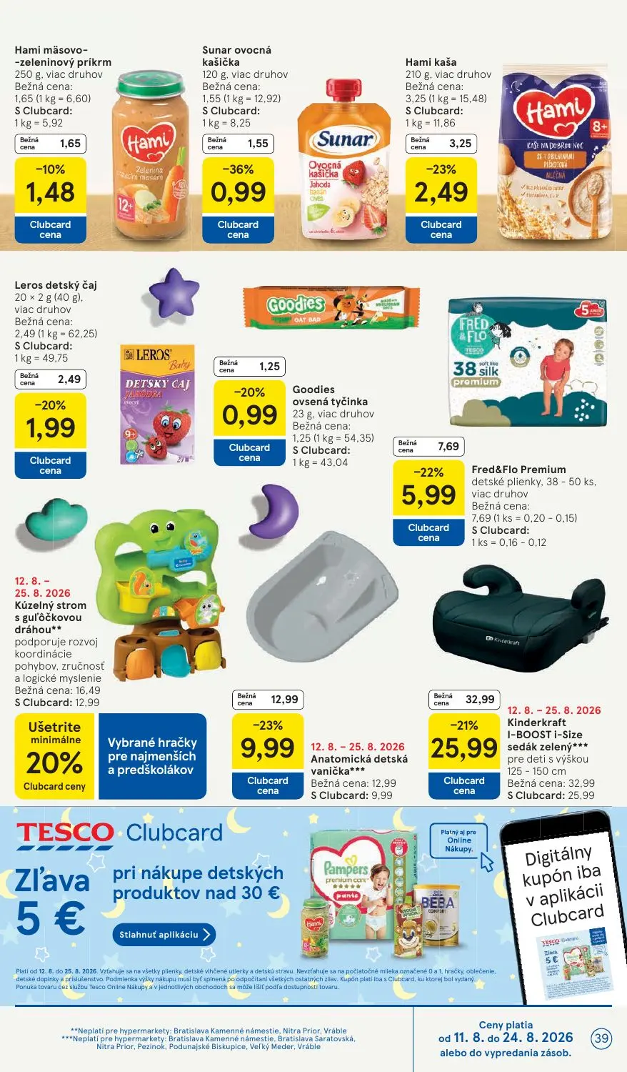 Tesco leták, strana 39 z 54 — Fred&Flo Premium detské plienky