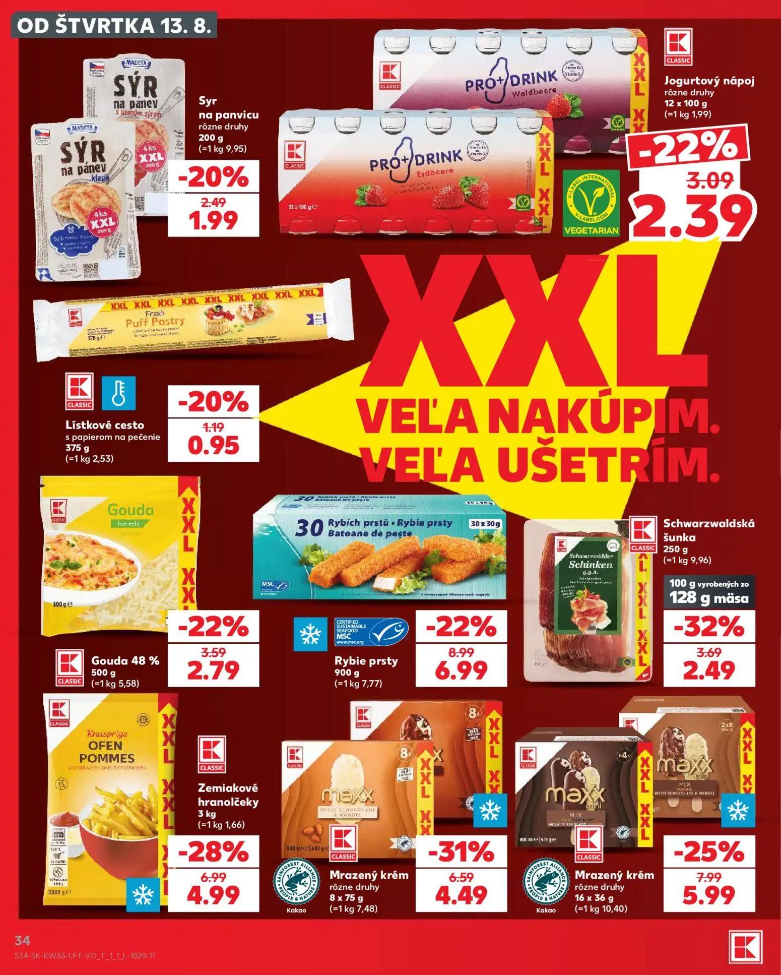 Kaufland leták, strana 34 z 80 — Mrazený krém, Rybie prsty, Zemiakové hranolčeky
