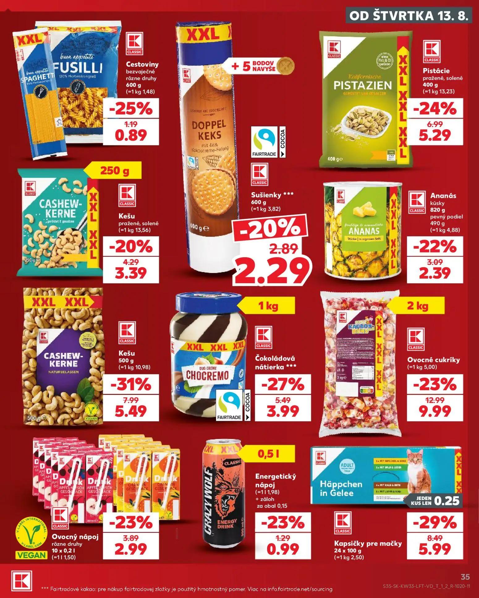 Kaufland leták, strana 35 z 80 — Ovocné cukríky, Kešu, Pistácie pražené, solené