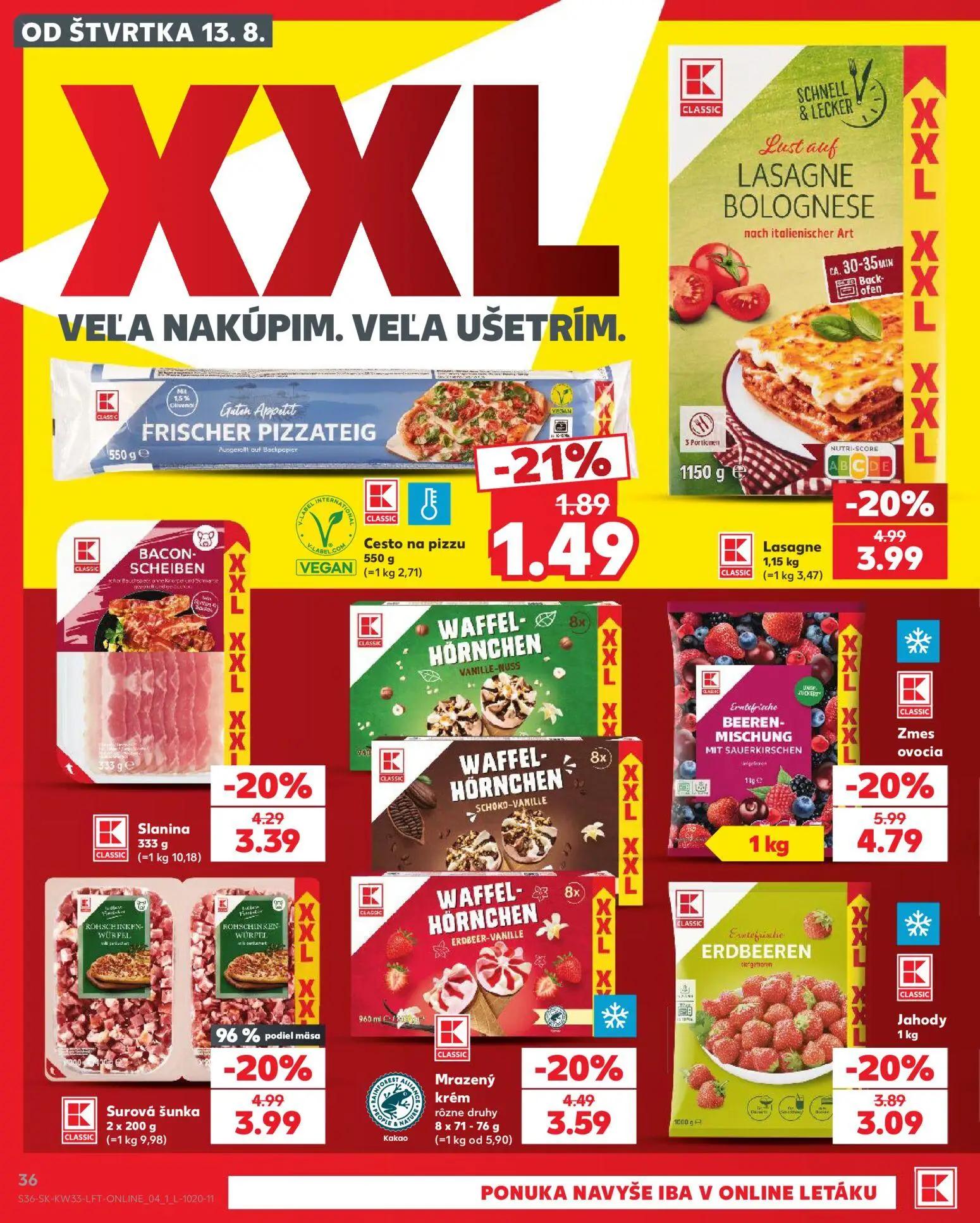 Kaufland leták, strana 36 z 80 — Zmes ovocia, Lasagne, Mrazený krém