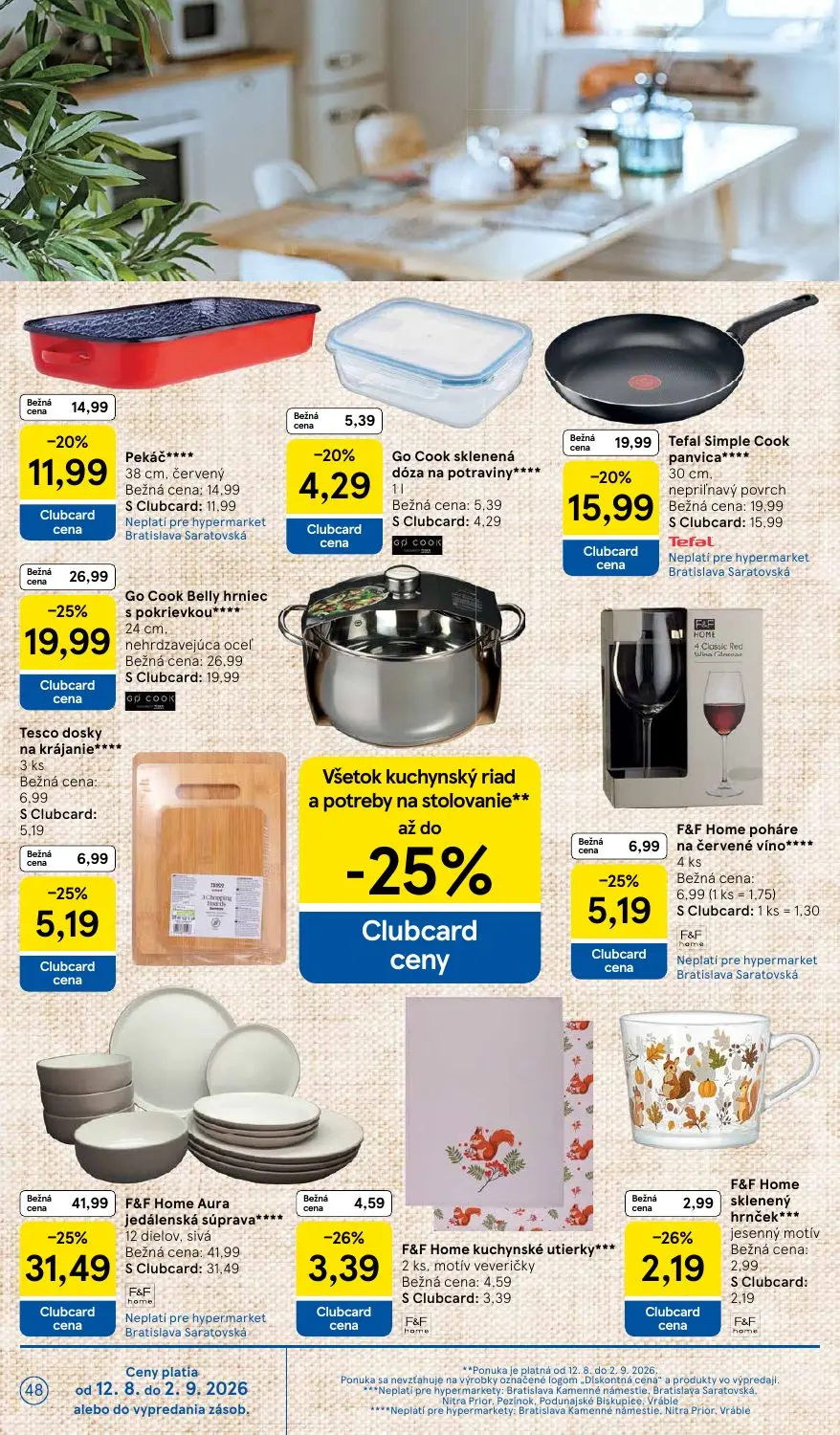 Tesco leták, strana 48 z 54 — Go Cook Belly hrniec s pokrievkou*****, Tefal Simple Cook panvica****, Tesco dosky na krájanie…
