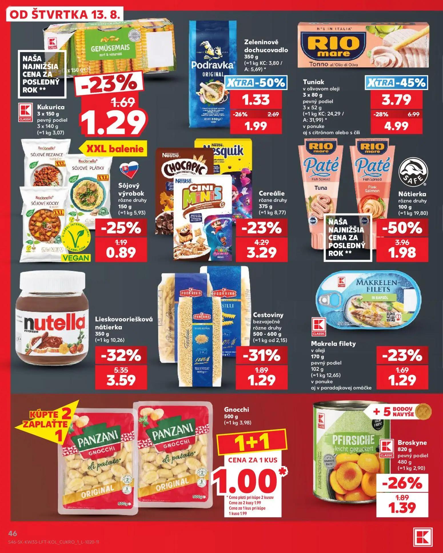 Kaufland leták, strana 46 z 80 — Cereálie, Gnocchi, Cestoviny bezvaječné