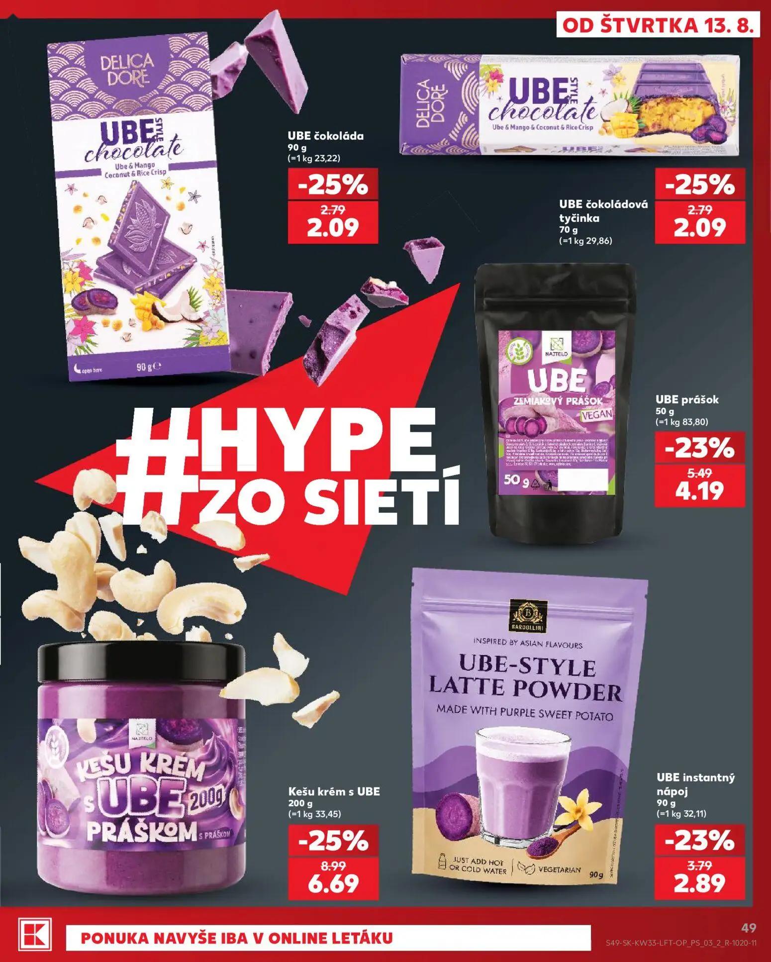 Kaufland leták, strana 49 z 80 — Kešu krém s UBE, UBE prášok, UBE instantný nápoj