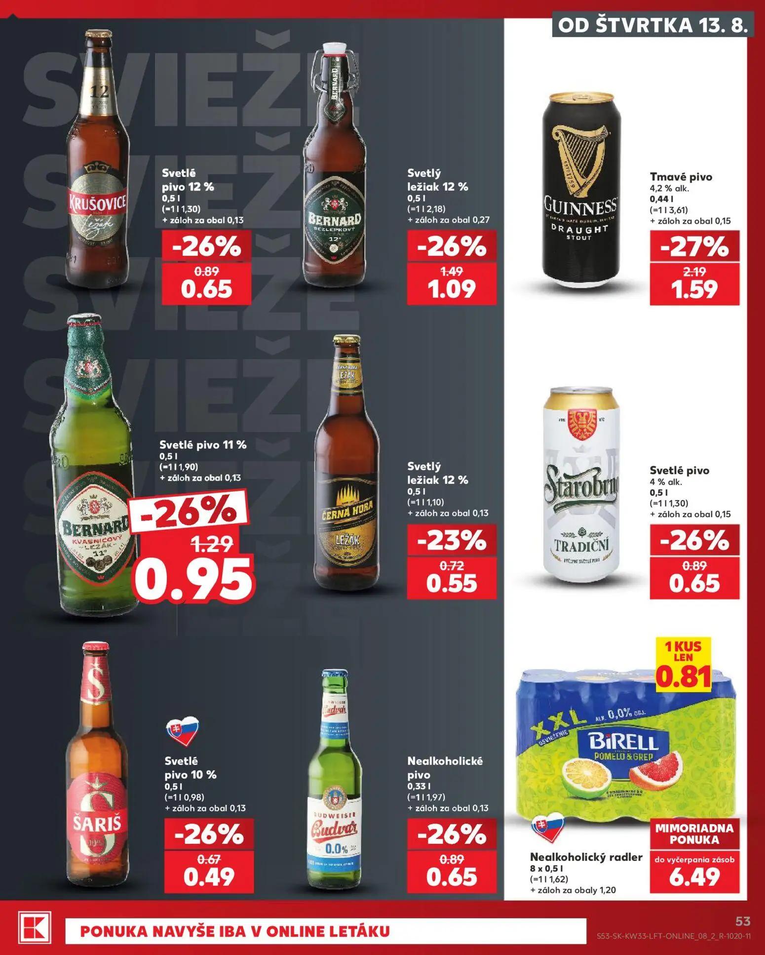 Kaufland leták, strana 53 z 80 — GUINNESS DRAUGHT STOUT Tmavé pivo