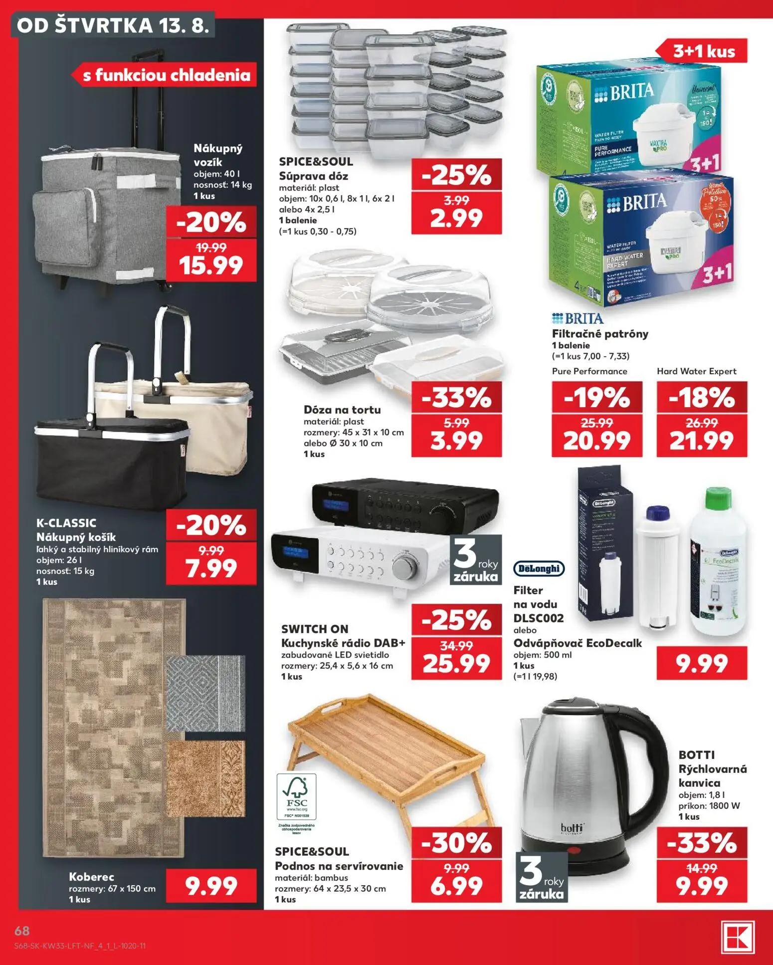 Kaufland leták, strana 68 z 80 — Kuchynské rádio DAB+, Filtračné patróny, Filtračné patróny
