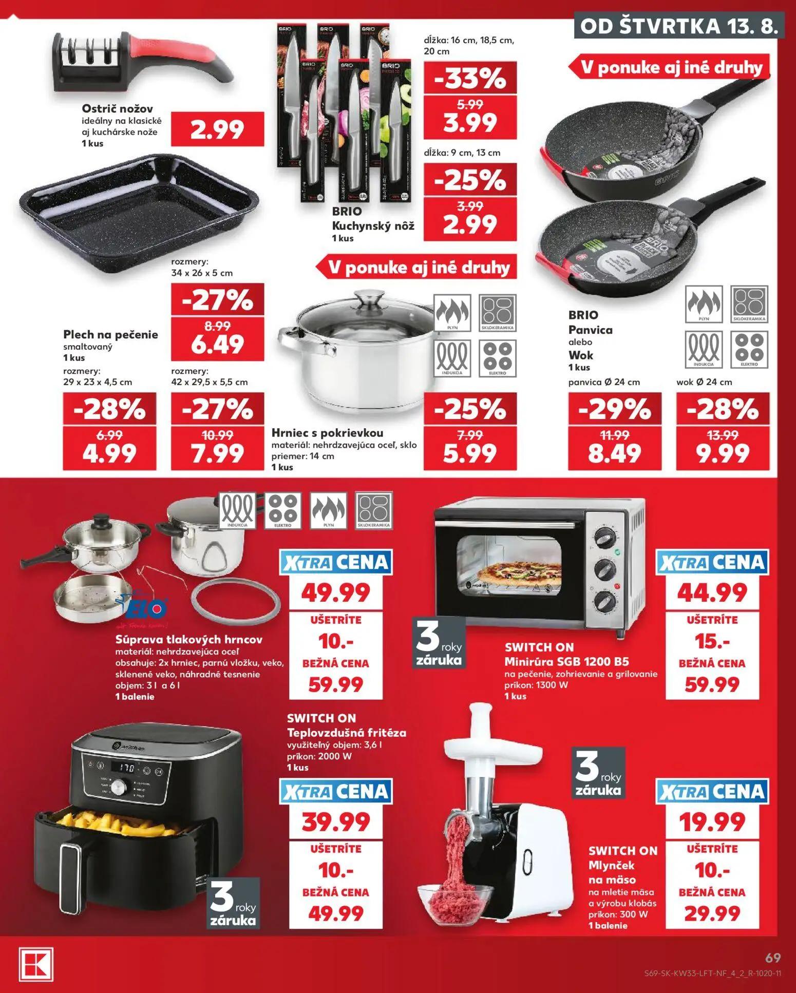 Kaufland leták, strana 69 z 80 — SWITCH ON Minirúra SGB 1200 B5, Súprava tlakových hrncov, SWITCH ON Teplovzdušná fritéza