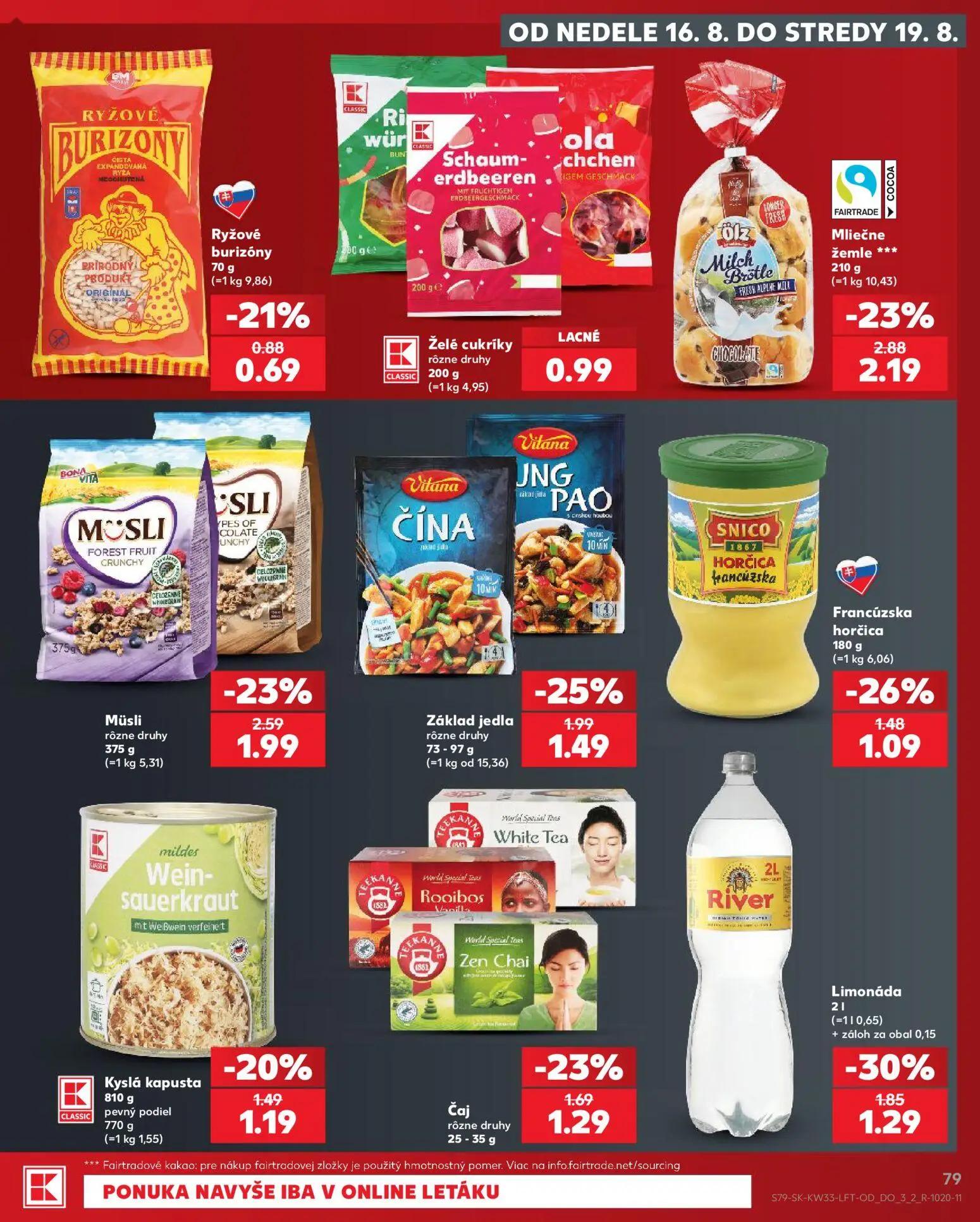 Kaufland leták, strana 79 z 80 — Mliečne žemle, Müsli, Limonáda
