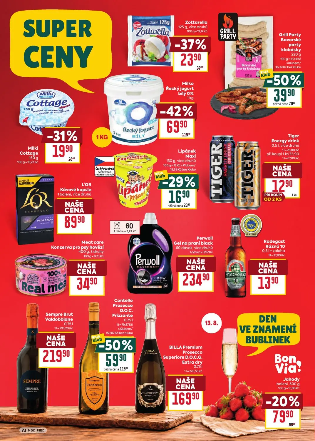 Billa leták, strana 2 z 35 — Contello Prosecco D.O.C. Frizzante, Milko Řecký jogurt bílý 0%, Grill Party Bavorské party klob…