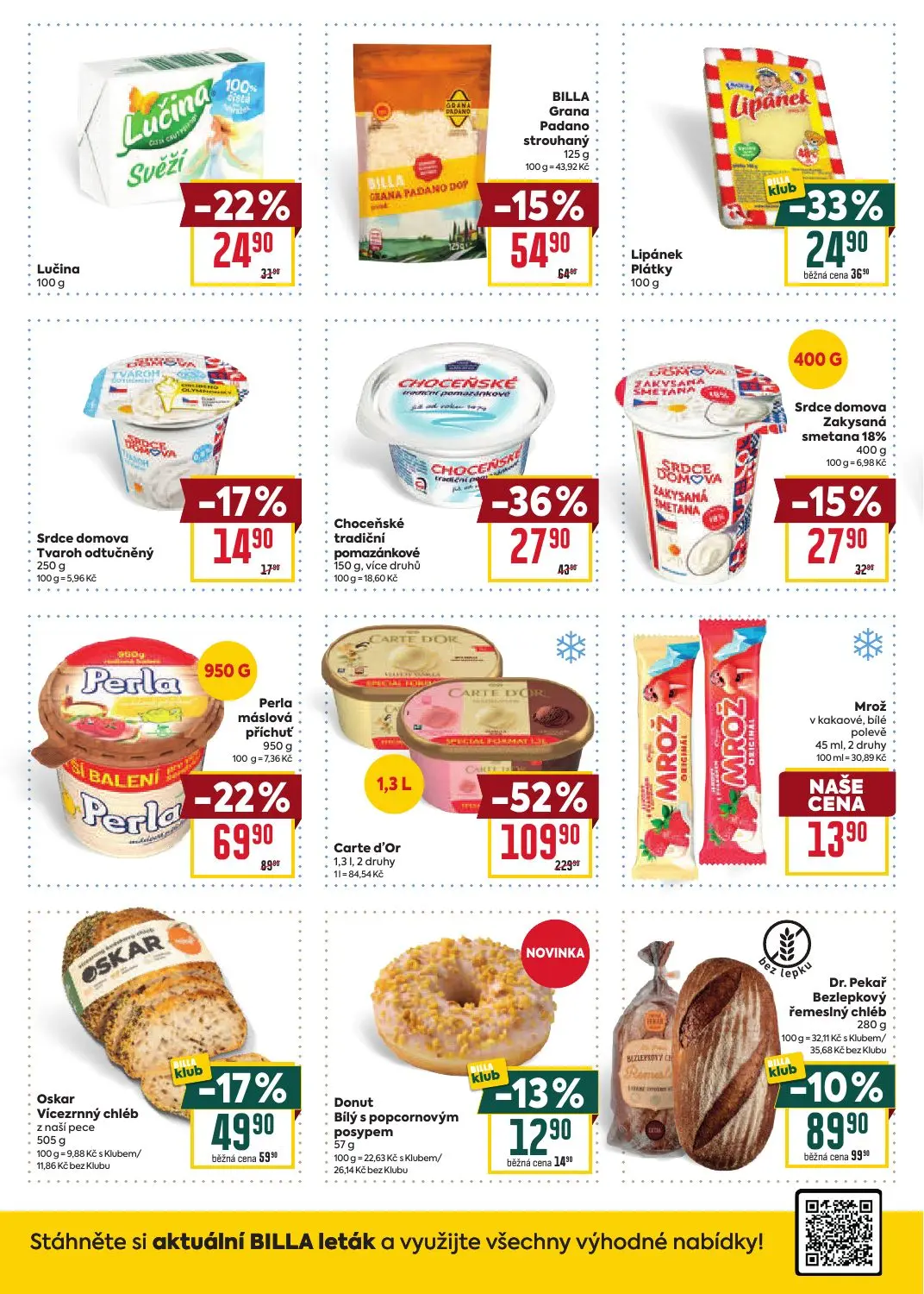 Billa leták, strana 4 z 8 — Carte d'Or, Perla máslová příchuť, Choceňské tradiční pomazánkové