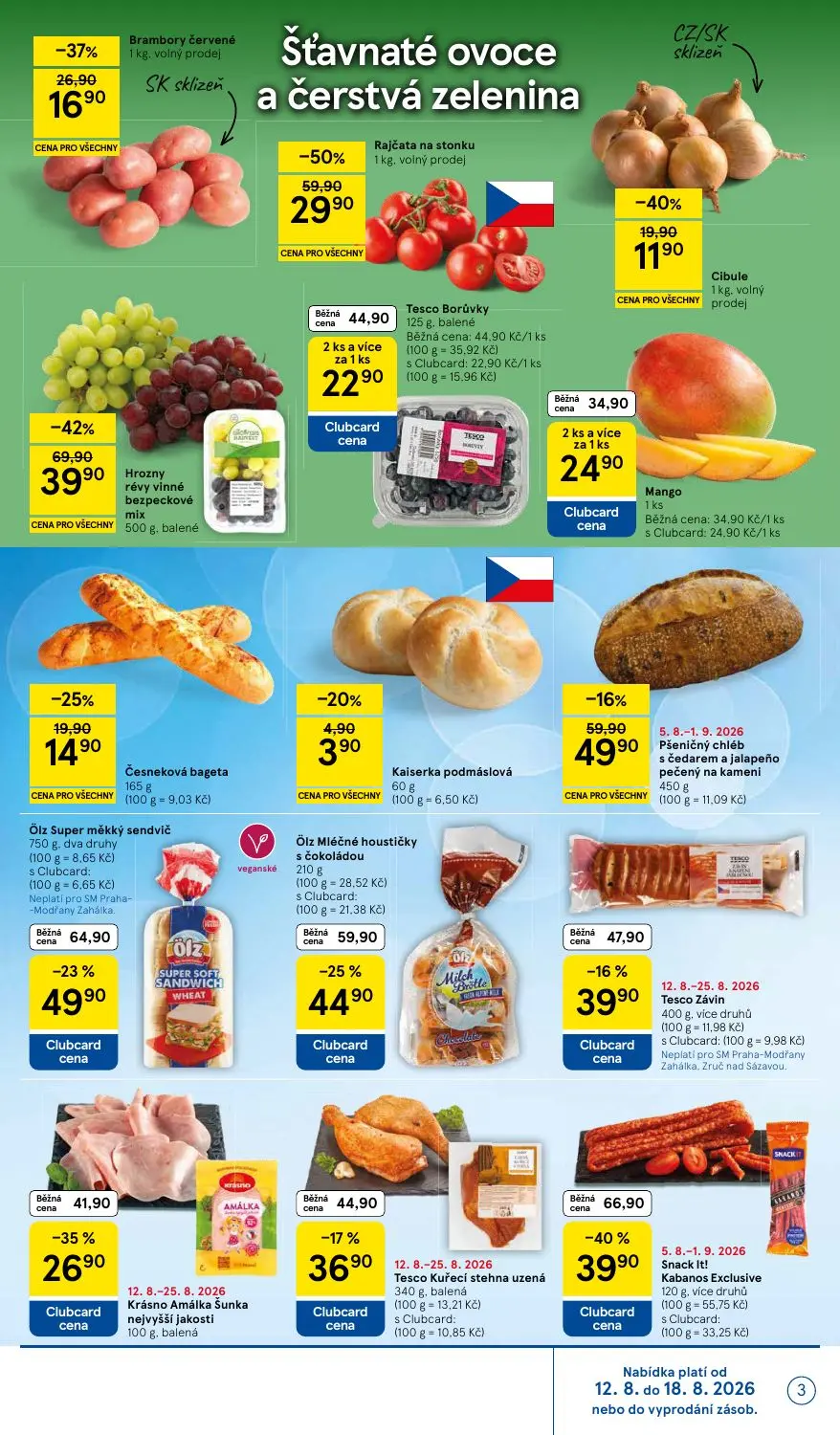 Tesco Supermarket leták, strana 3 z 16 — Ölz Super měkký sendvič, Ölz Mléčné houstičky s čokoládou