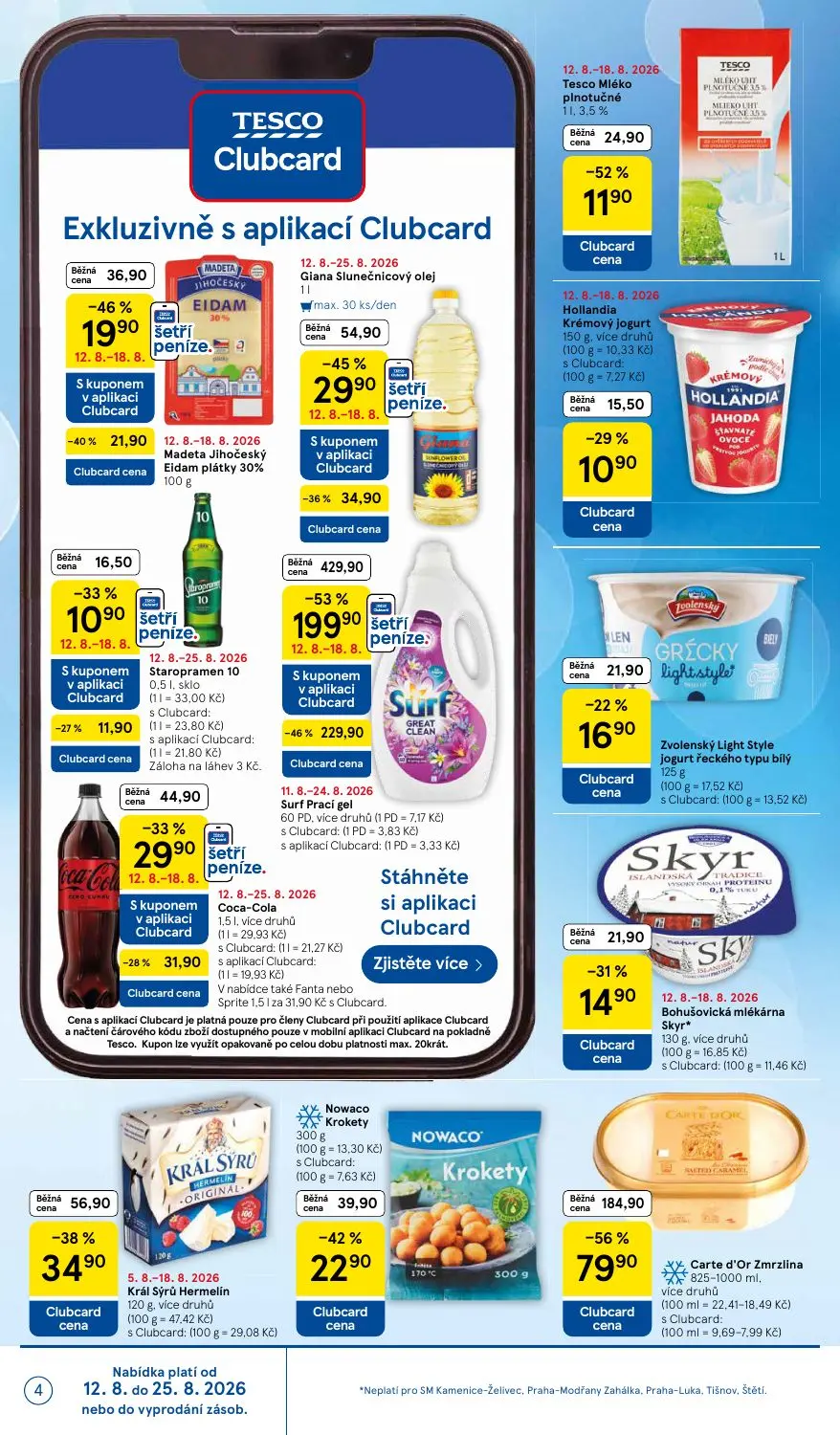 Tesco Supermarket leták, strana 4 z 16 — Coca-Cola, Tesco Mléko plnotučné