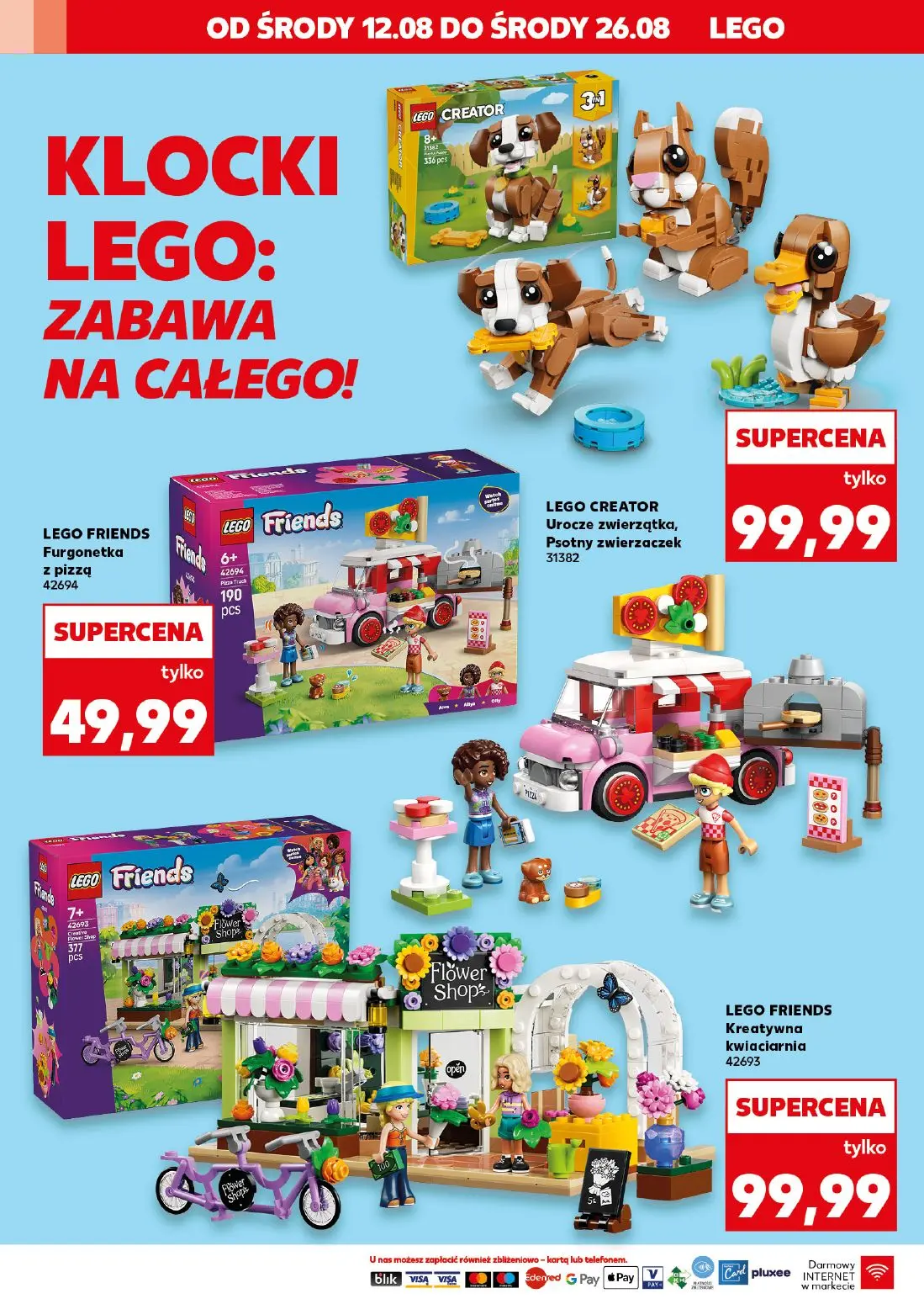 Kaufland gazetka, strona 2 z 16 — LEGO CREATOR Urocze zwierzątka, Psotny zwierzaczek 31382, LEGO FRIENDS Furgonetka z pizzą …