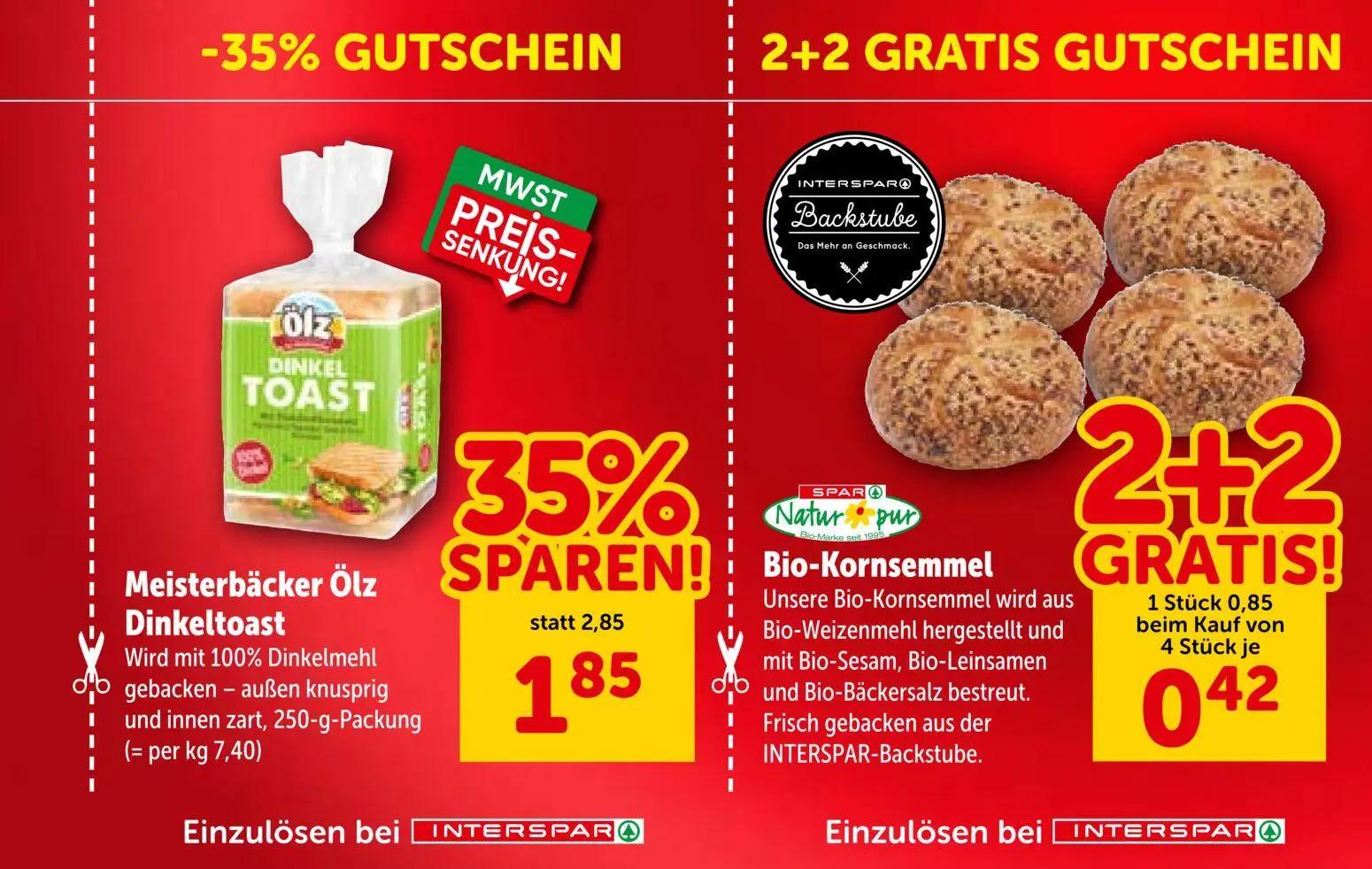 Interspar Prospekt, Seite 5 von 28 — Dinkeltoast, Bio-Kornsemmel