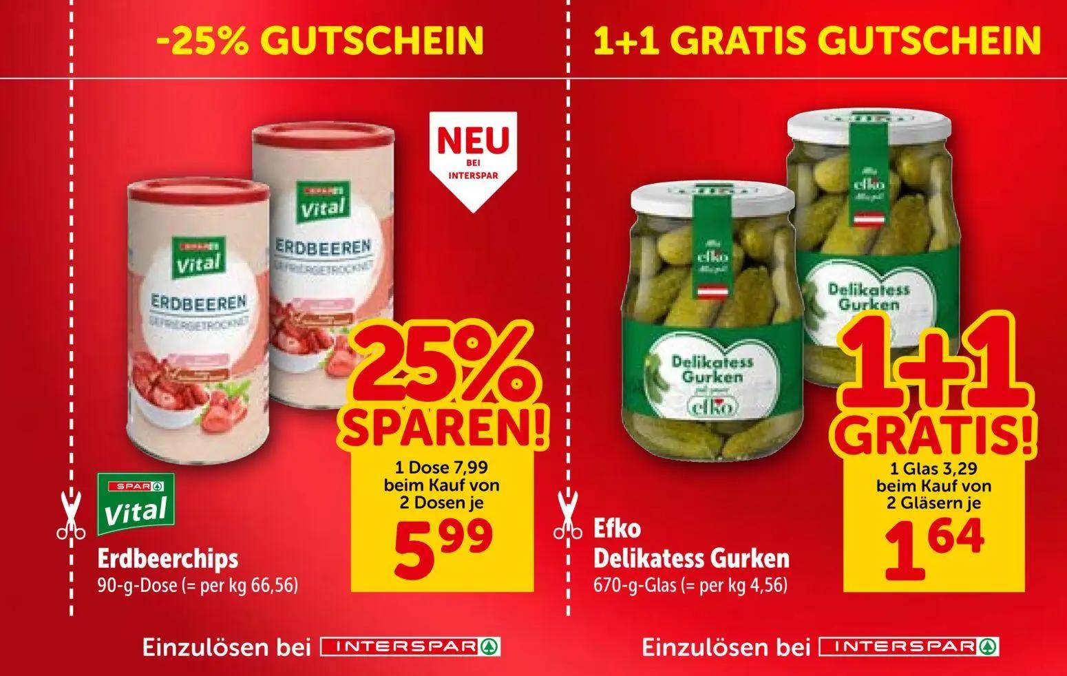 Interspar Prospekt, Seite 9 von 28 — Erdbeerchips, Delikatess Gurken