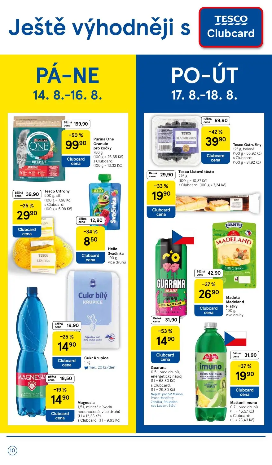 Tesco Supermarket leták, strana 10 z 16 — Guarana, Tesco Listové těsto, Cukr Krupice