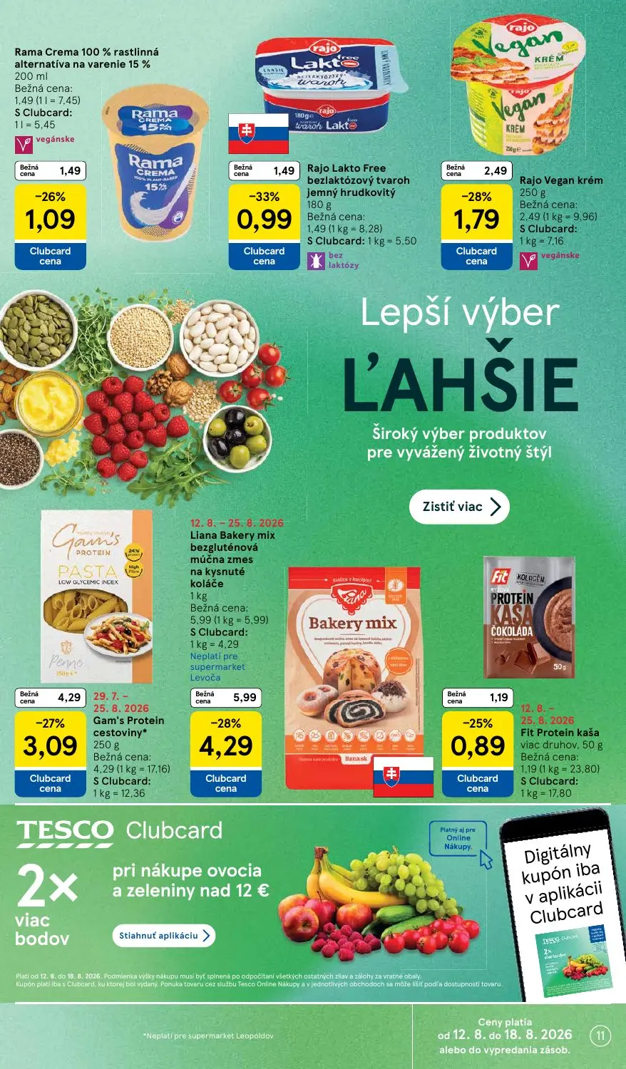 Tesco Supermarket leták, strana 11 z 34 — Rajo Lakto Free bezlaktózový tvaroh jemný hrudkovitý