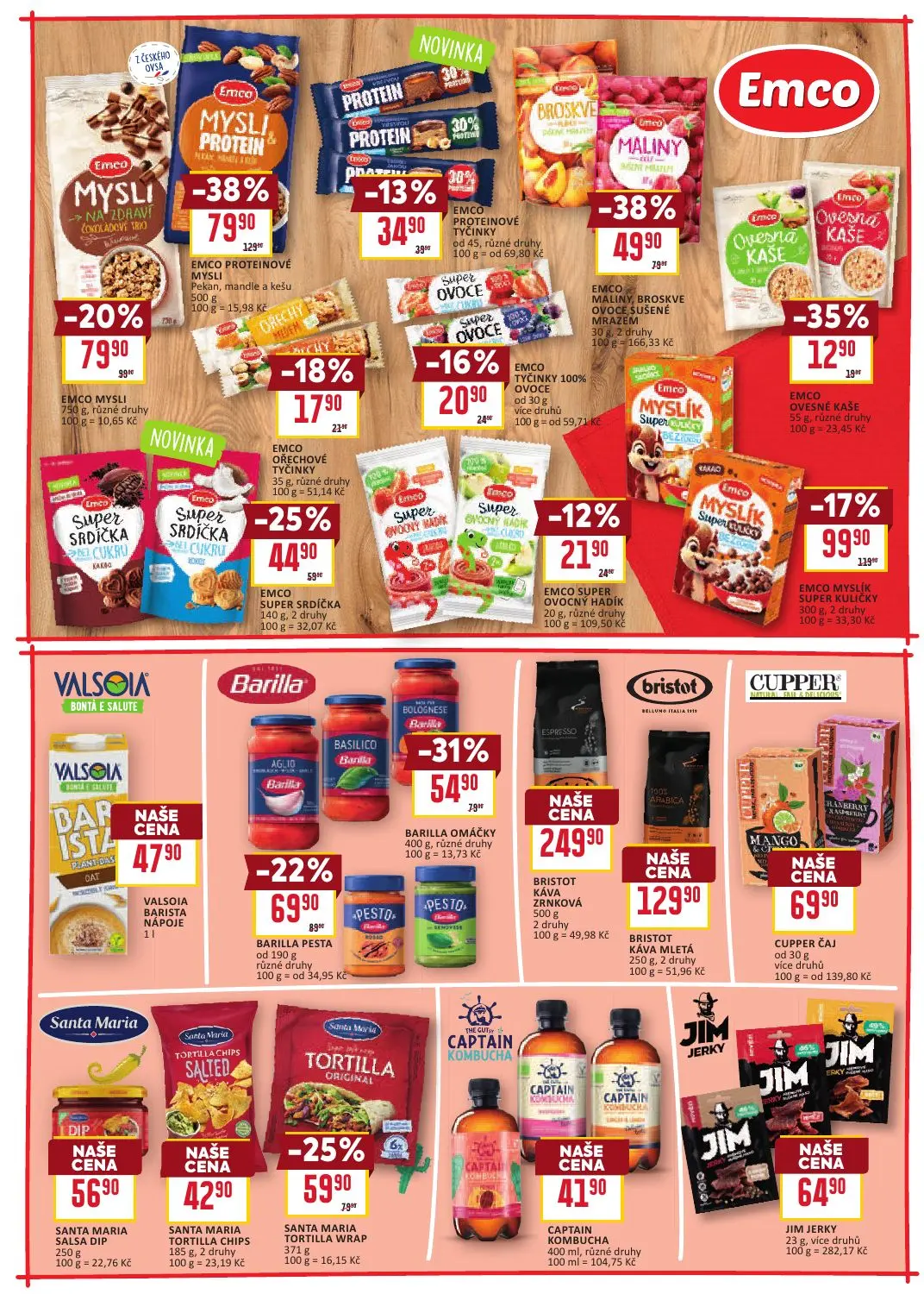 Billa leták, strana 15 z 30 — EMCO PROTEINOVÉ MYSLI, EMCO MALINY, BROSKVE OVOCE SUŠENÉ MRAZEM, EMCO MYSLI