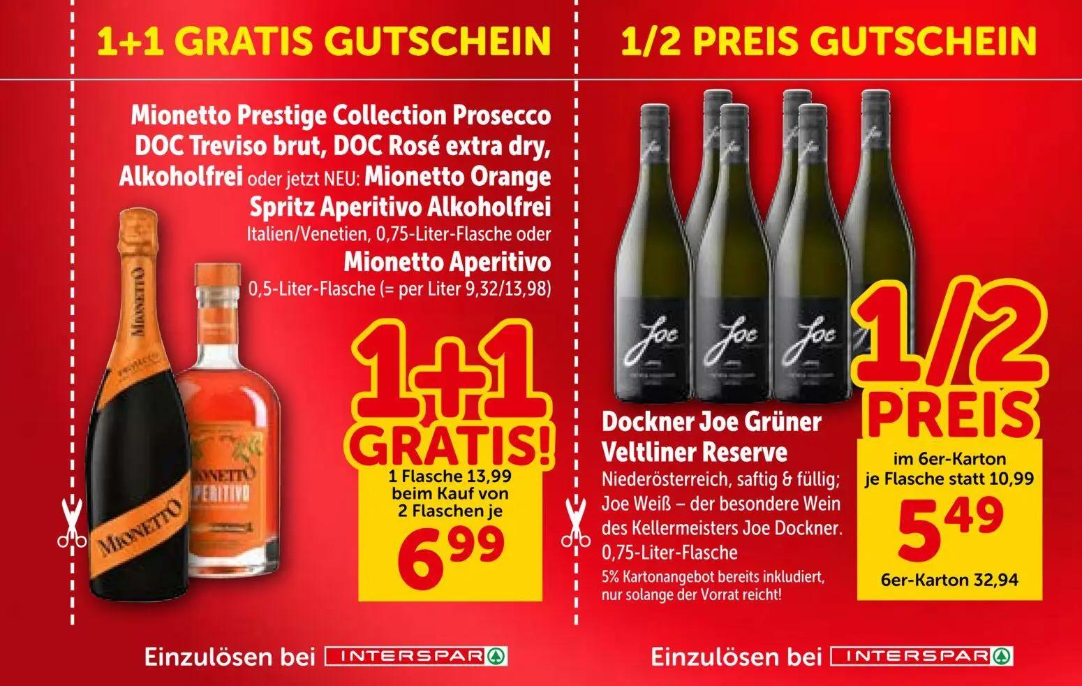 Interspar Prospekt, Seite 15 von 28 — Mionetto Prestige Collection Prosecco DOC Treviso brut, DOC Rosé extra dry, Alkoholfre…