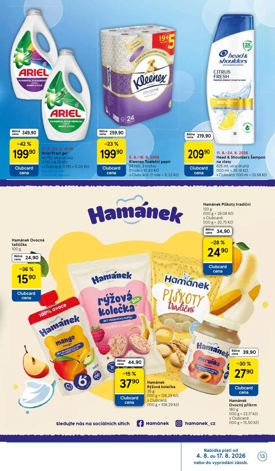 Tesco leták, strana 13 z 41 — Ariel Prací gel, Kleenex Toaletní papír