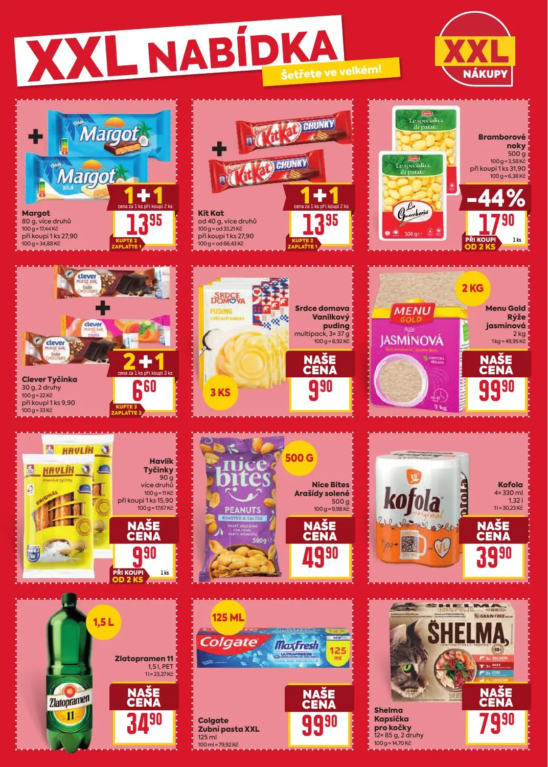 Billa leták, strana 19 z 35 — Bramborové noky, Margot, Kit Kat