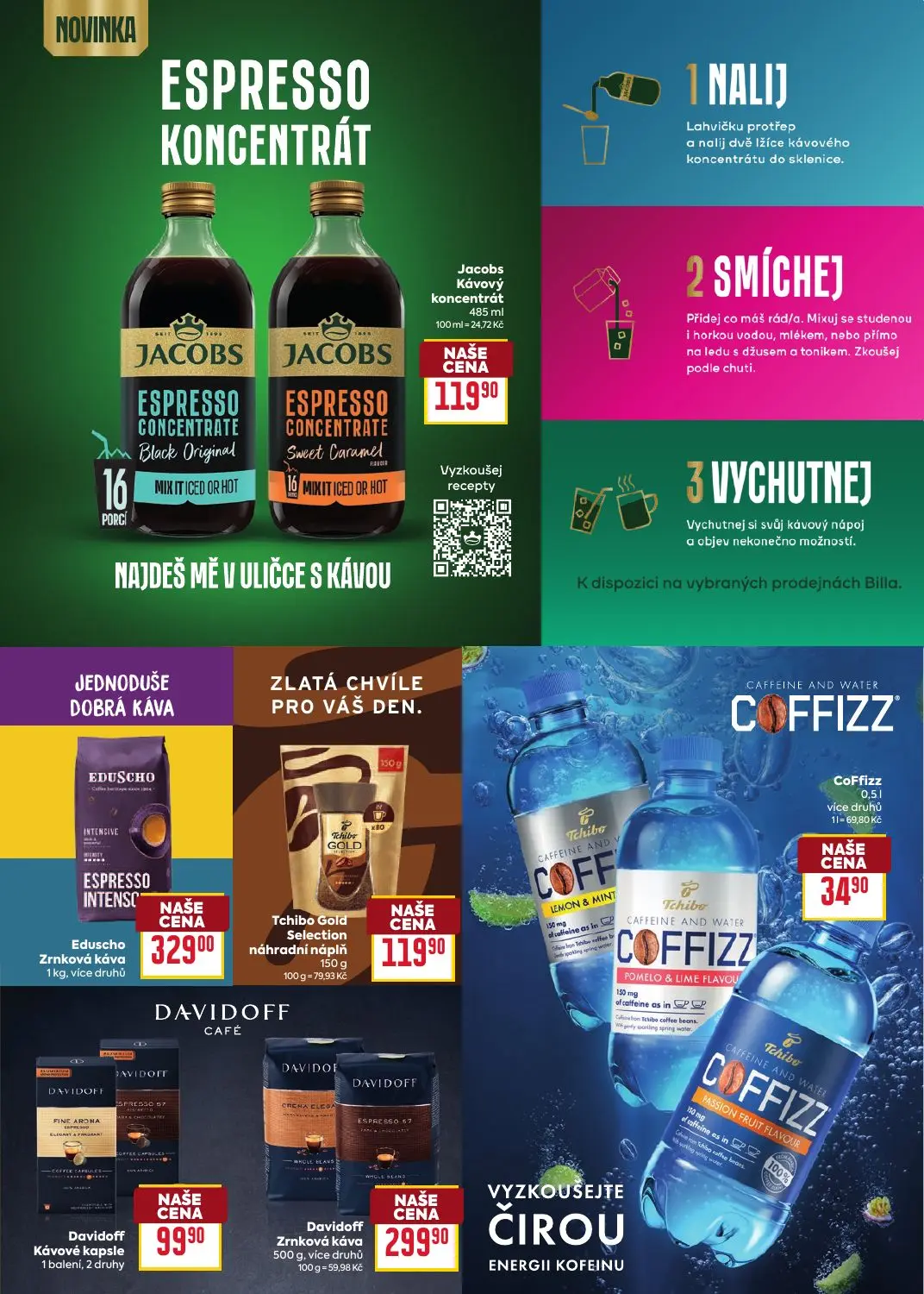Billa leták, strana 21 z 30 — Eduscho Zrnková káva, Tchibo Gold Selection náhradní náplň, Davidoff Kávové kapsle