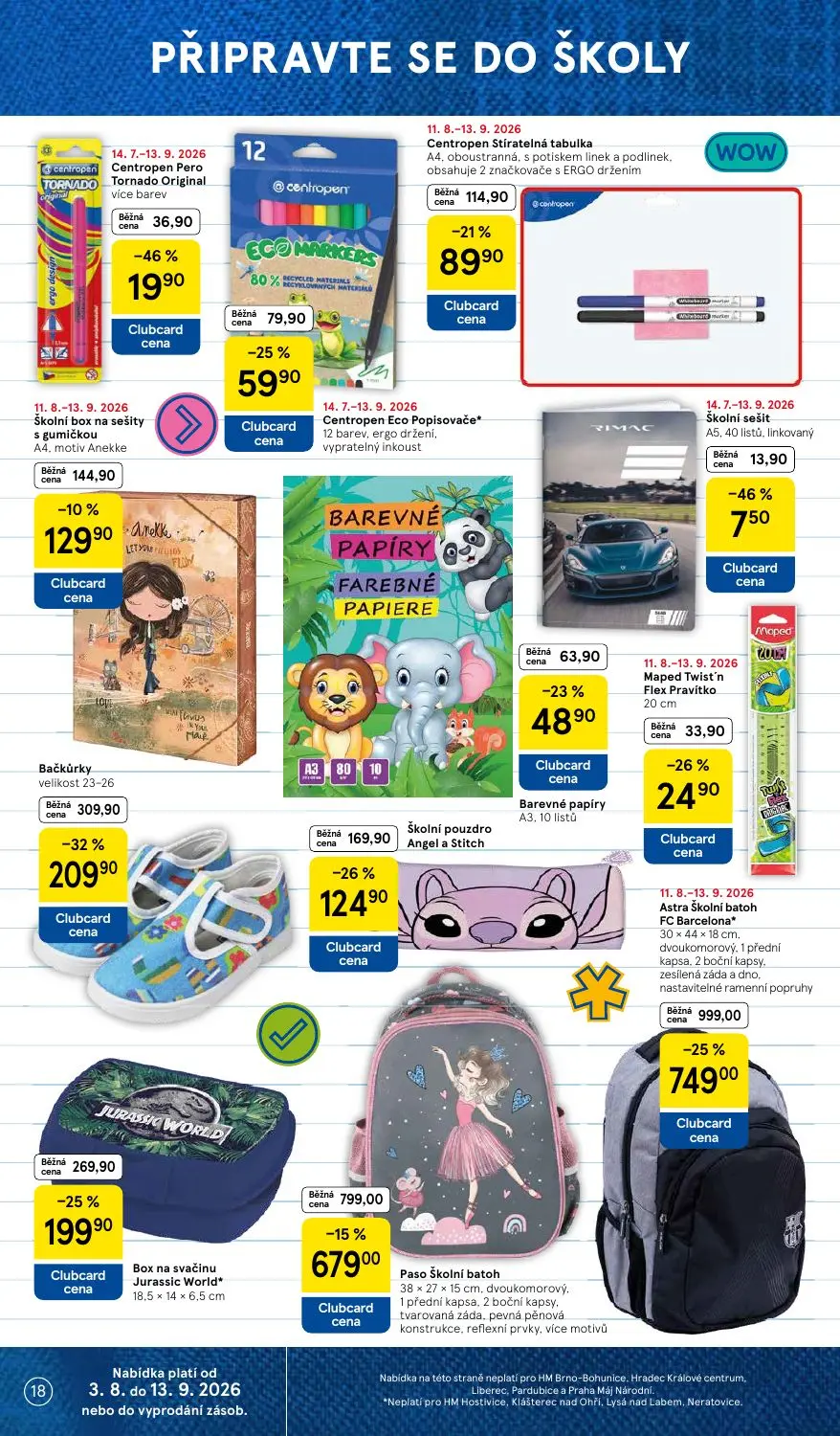 Tesco leták, strana 18 z 41 — Astra Školní batoh FC Barcelona, Paso Školní batoh, Školní pouzdro Angel a Stitch