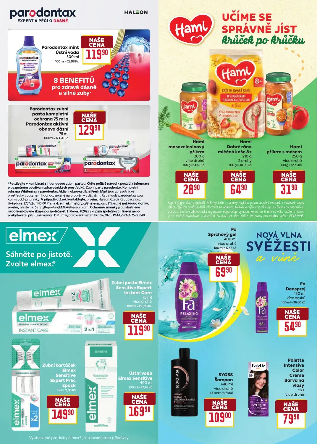 Billa leták, strana 26 z 30 — Parodontax zubní pasta kompletní ochrana 75 ml a Parodontax aktivní obnova dásní, Fa Sprchový …