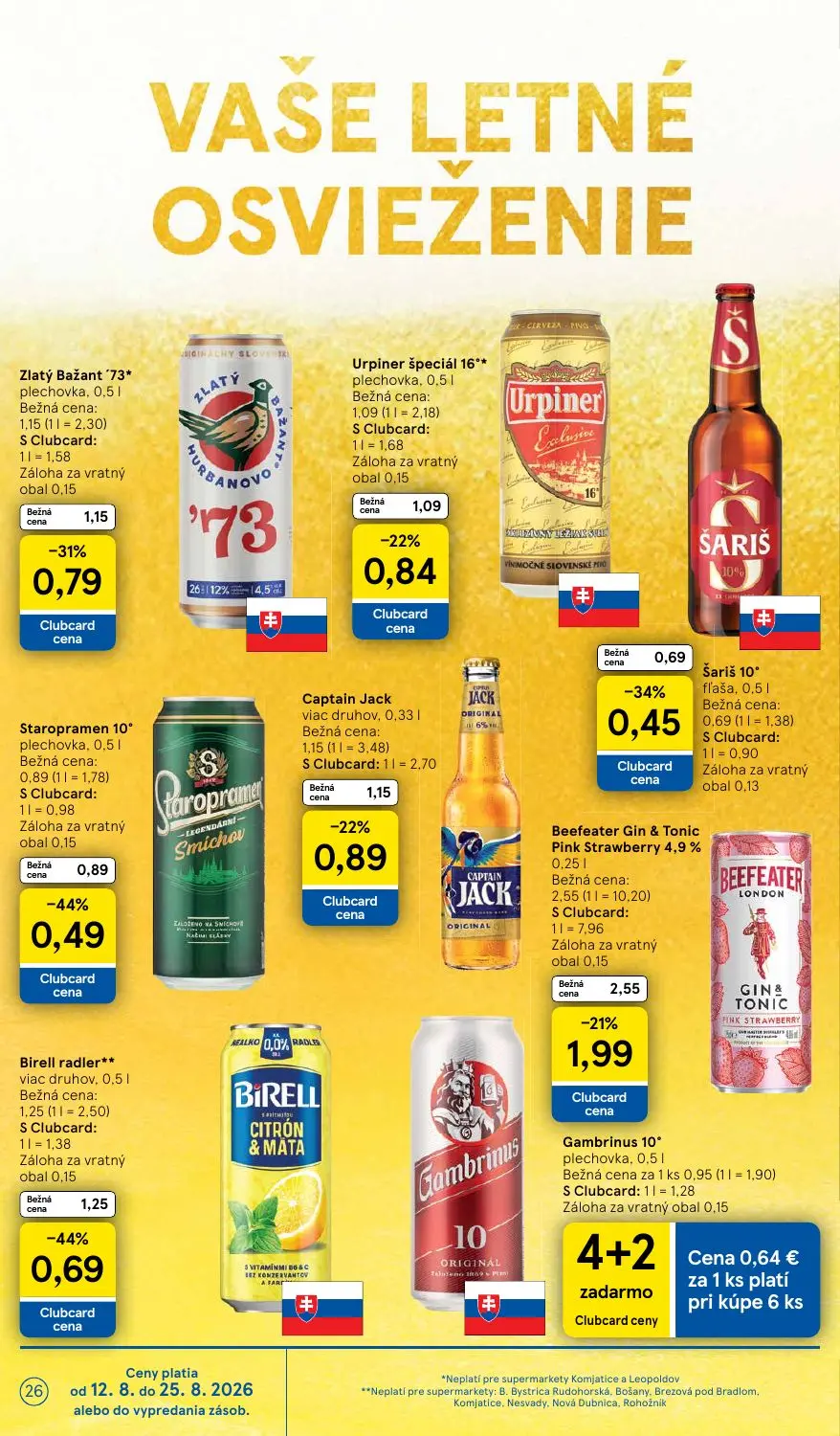 Tesco Supermarket leták, strana 26 z 34 — Staropramen 10, Zlatý Bažant '73, Gambrinus 10