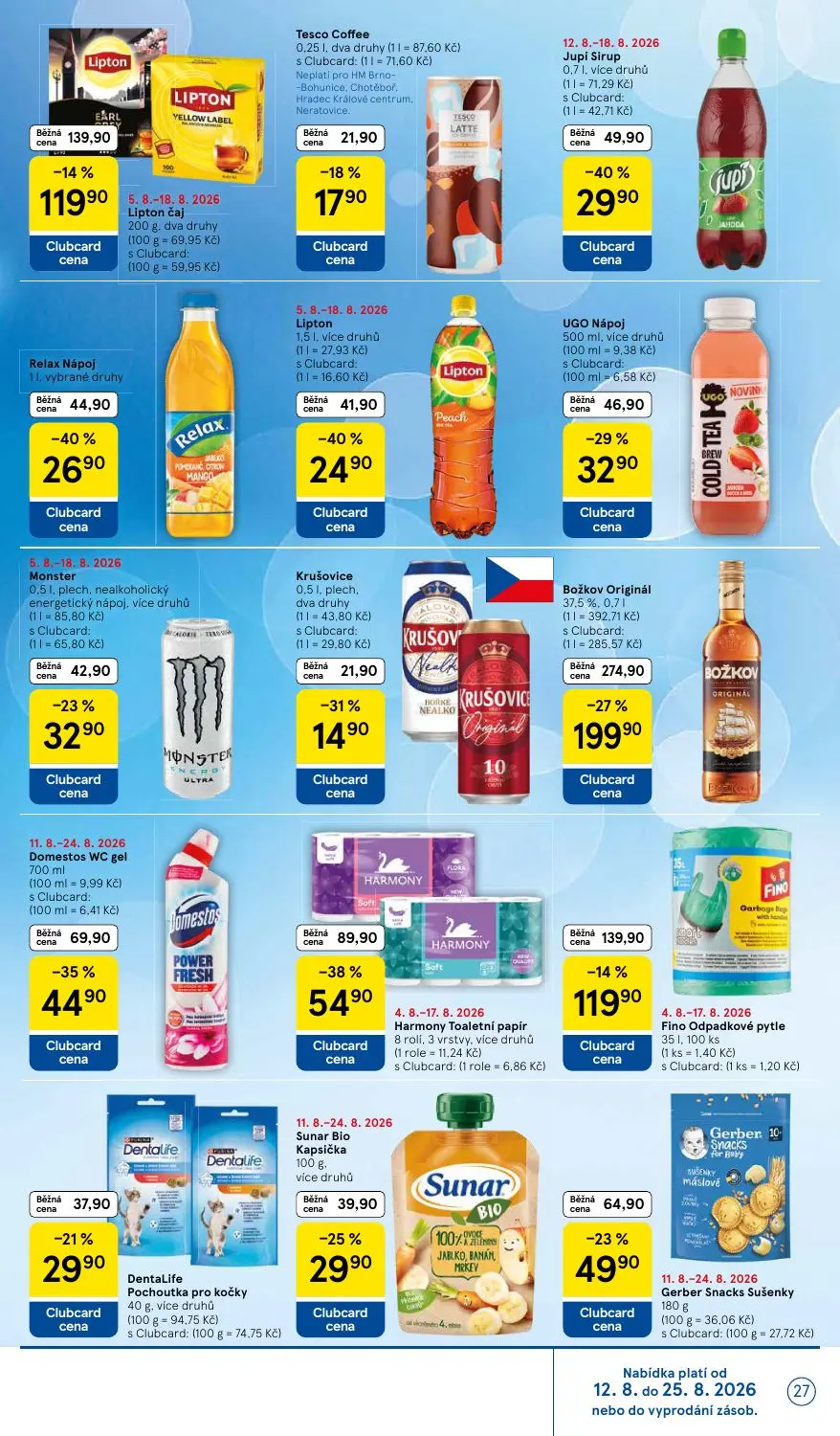 Tesco leták, strana 27 z 41 — Gerber Snacks Sušenky, Sunar Bio Kapsička, DentaLife Pochoutka pro kočky