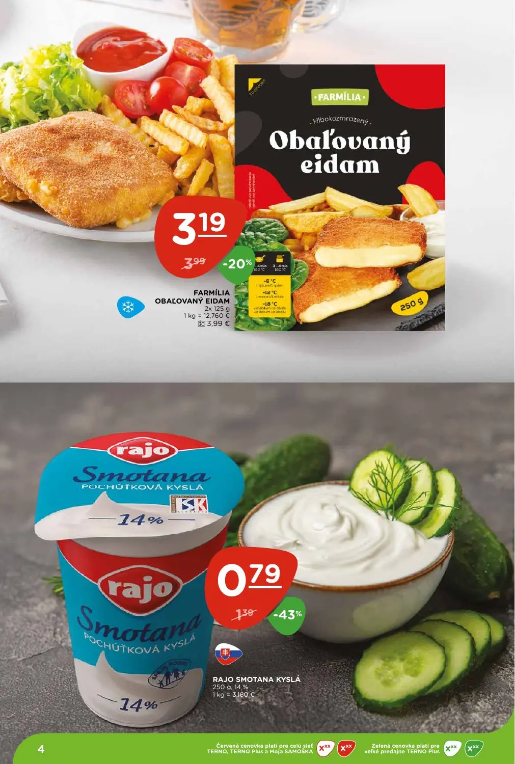Terno leták, strana 4 z 29 — FARMÍLIA OBAĽOVANÝ EIDAM, RAJO SMOTANA KYSLÁ